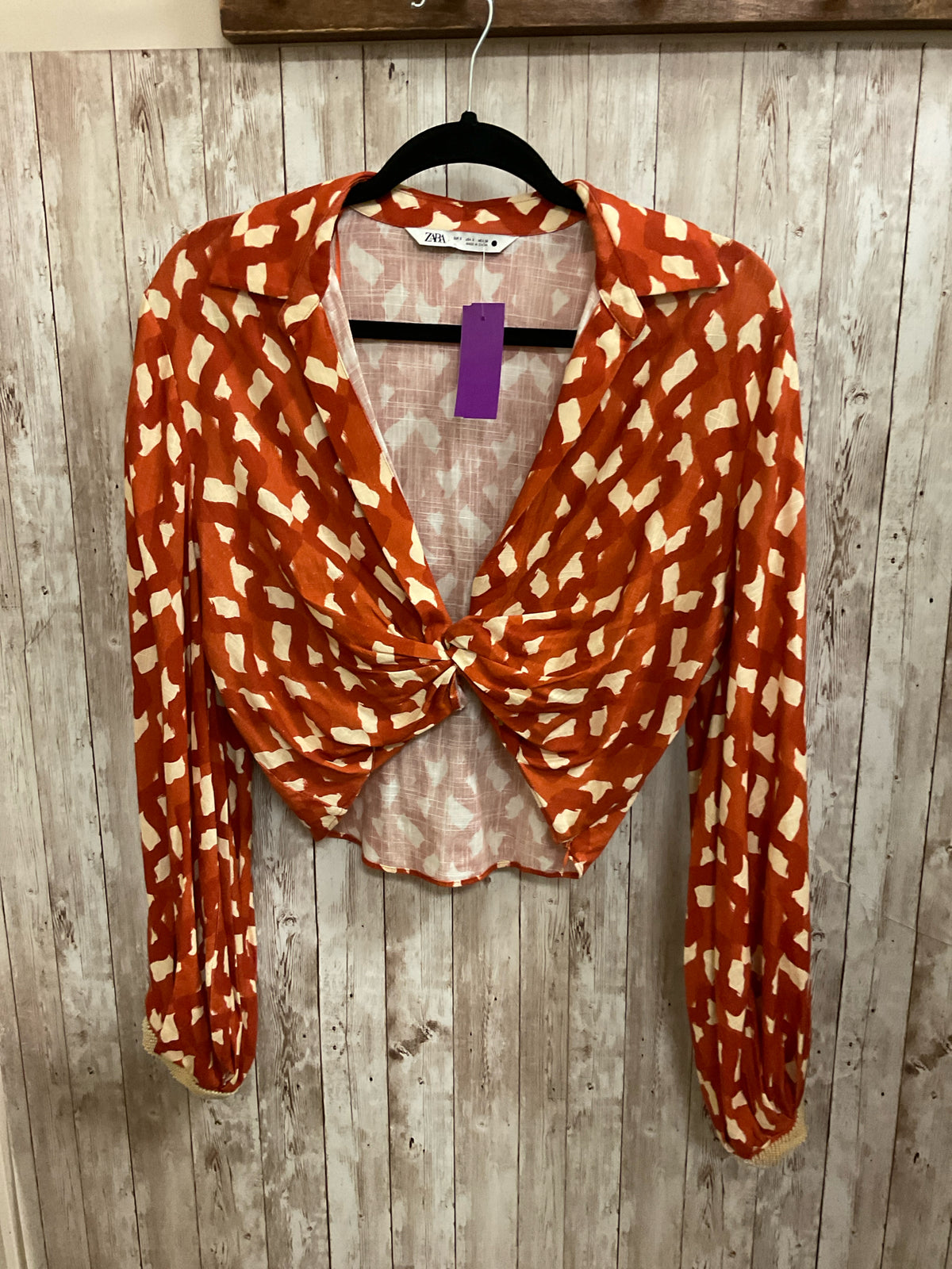 Size S ZARA RUST PRINT Top