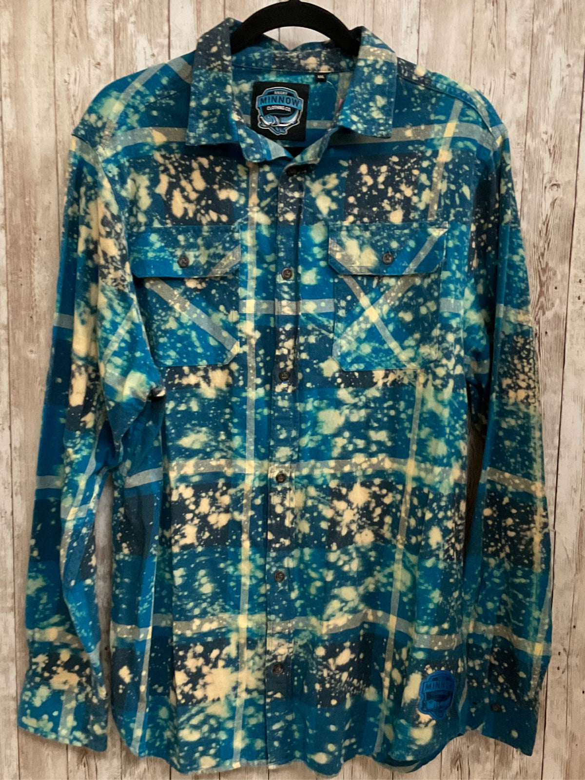 Size XXL ANGRY MINNOW BLUE PLAID Shirt