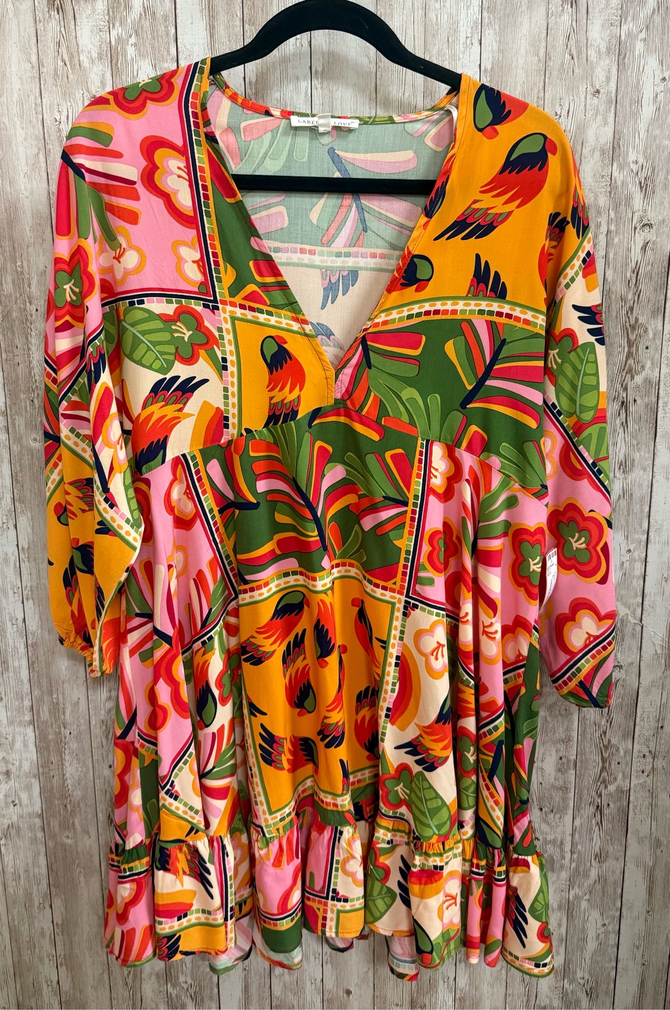 LABEL OF LOVE Yellow Print Women Size L Tunic