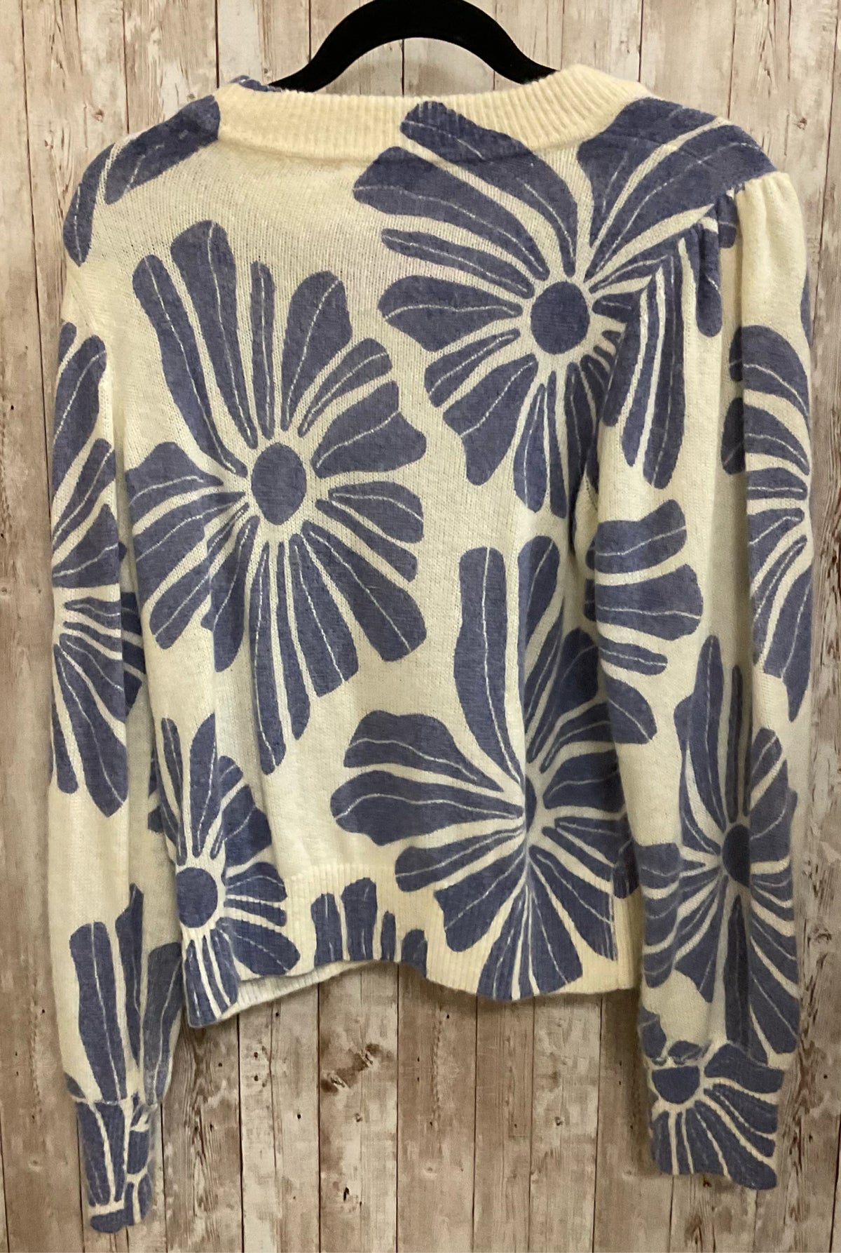 Size L MARINE LAYER BEIGE AND PURPLE FLOWERS Sweater