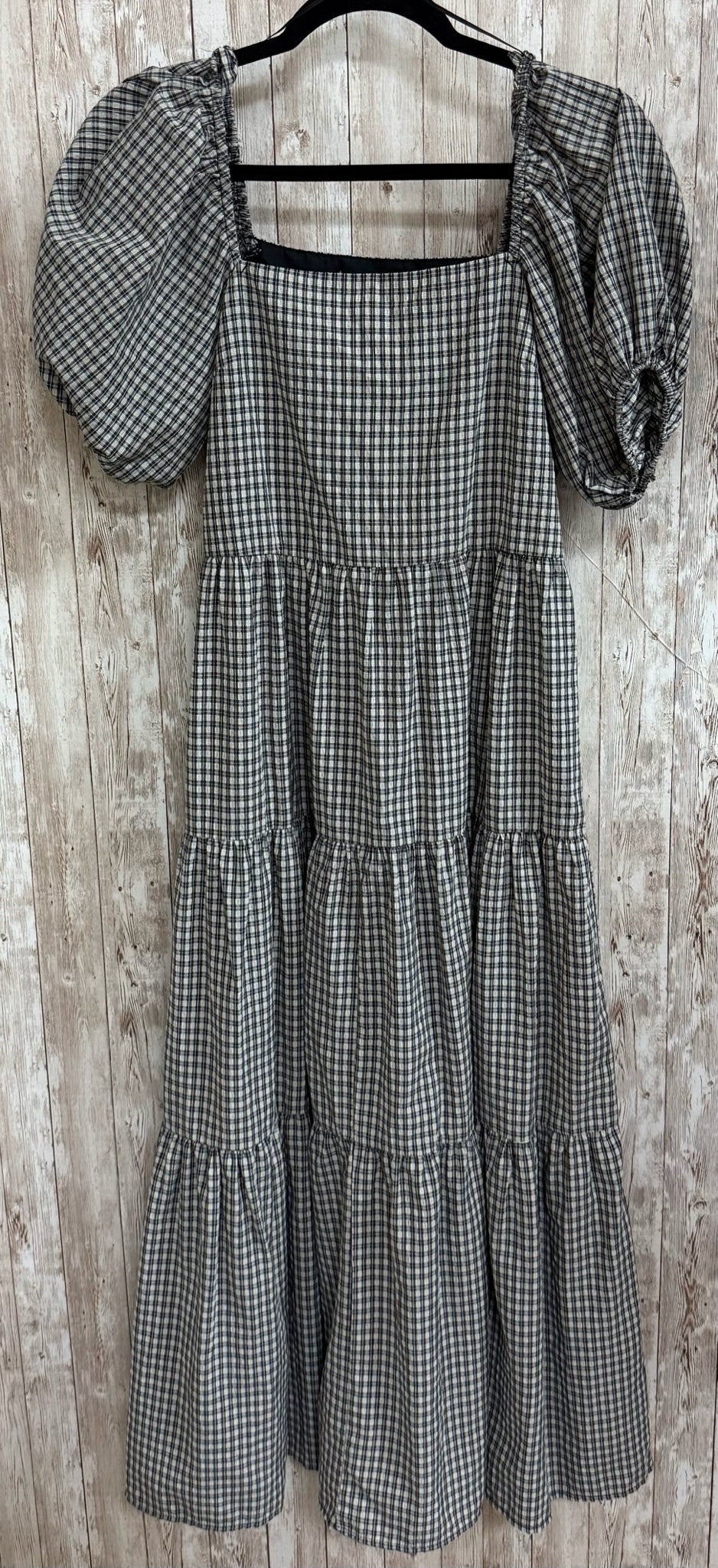 Size S NEUFLORA BLACK AND CREAM PLAID Dress