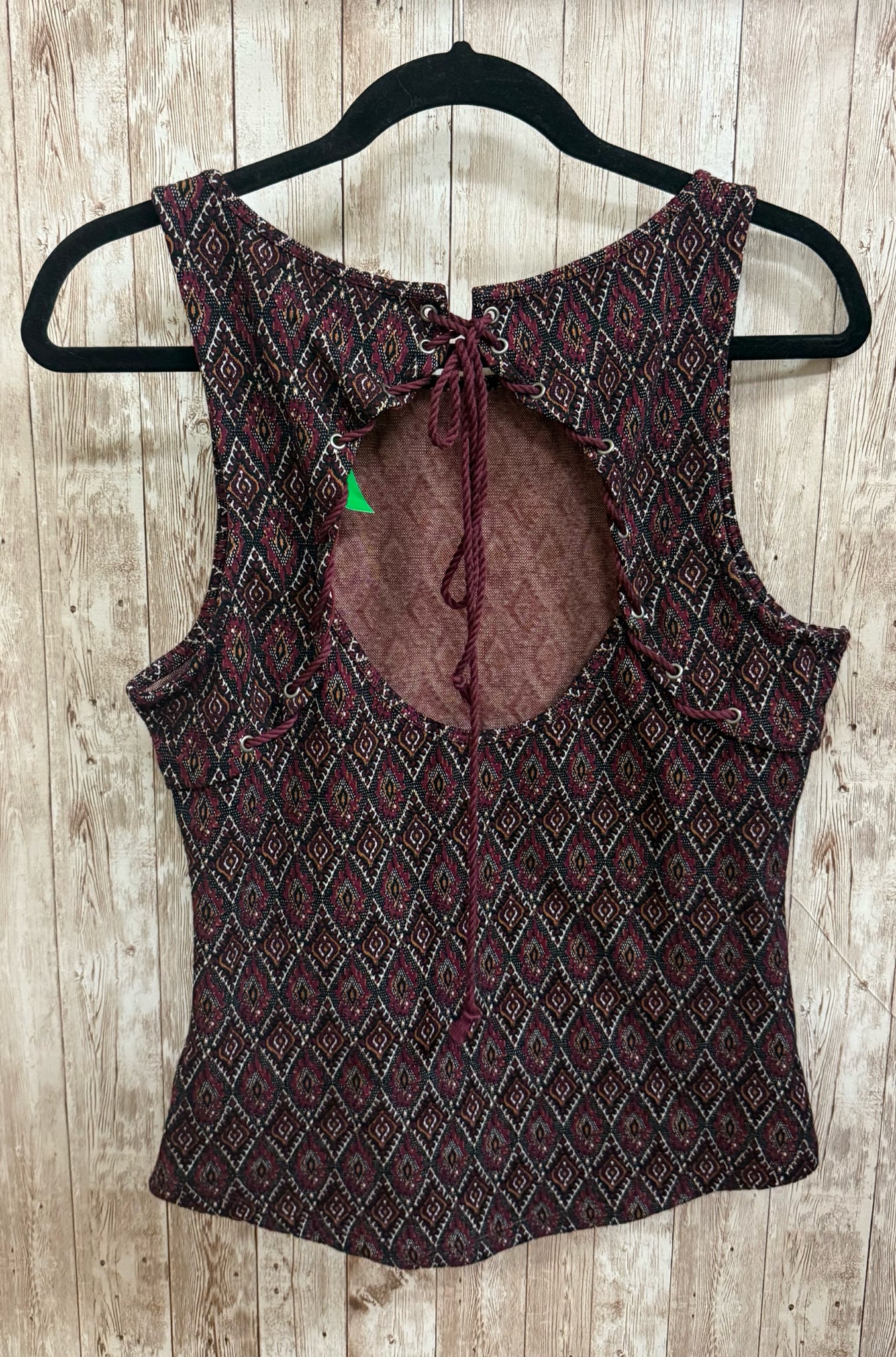 Size M FREE PEOPLE BURGUNDY PRINT Top