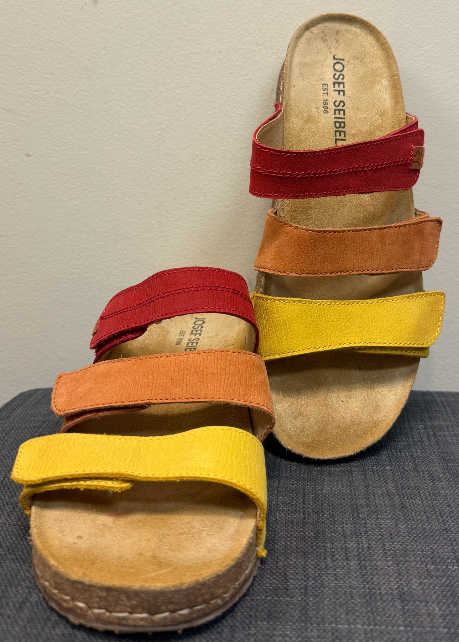 9 JOSEF SEIBEL Yellow, Orange and Red Sandals