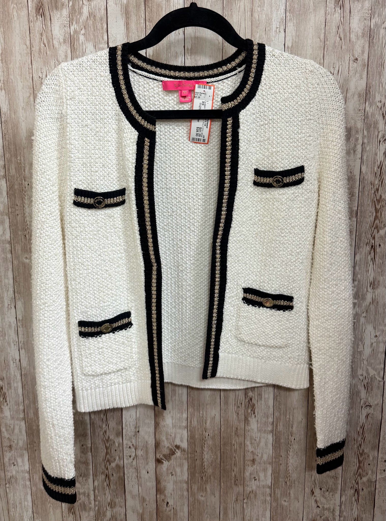 Size XS LILLY PULITZER White and Black Cardigan