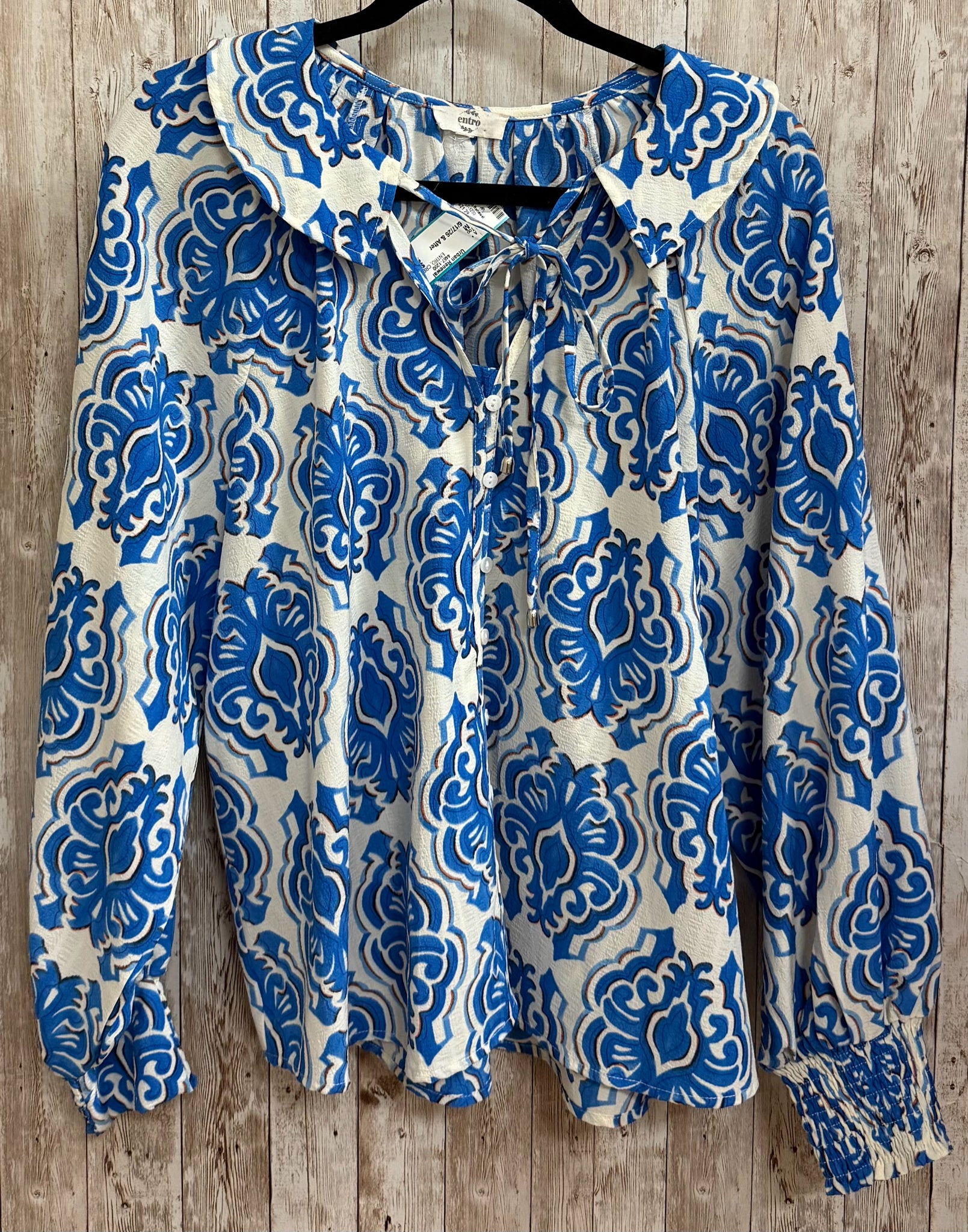 Size M ENTRO CREAM AND BLUE PRINT Top