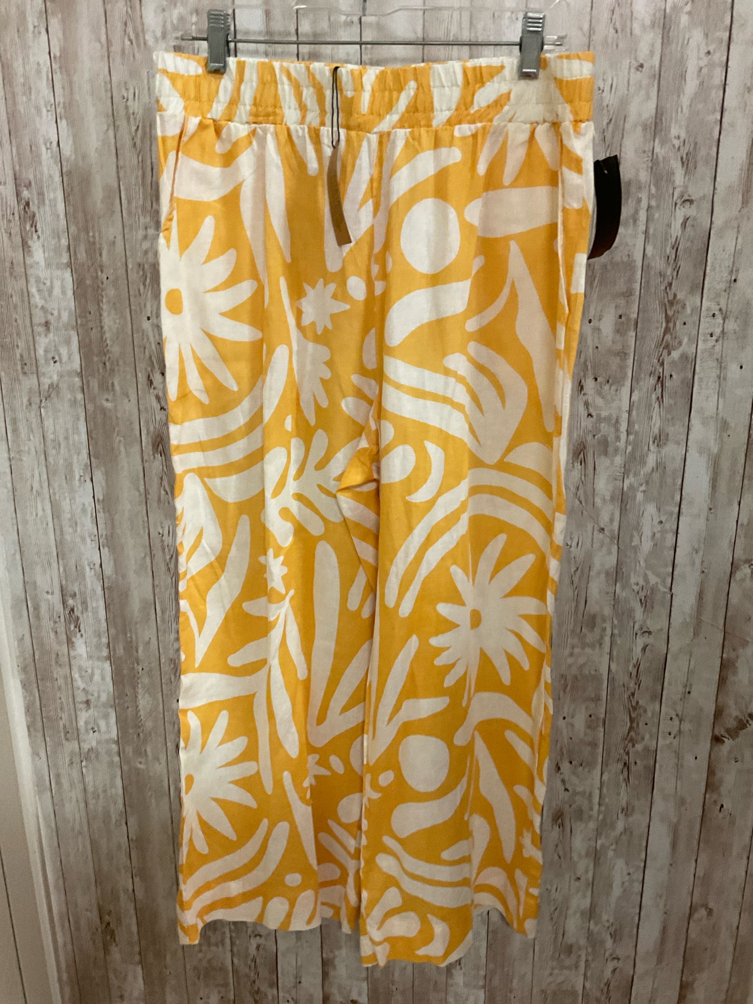 Size L CHRISTIAN SIRIANO YELLOW AND BEIGE STRIPE Pants