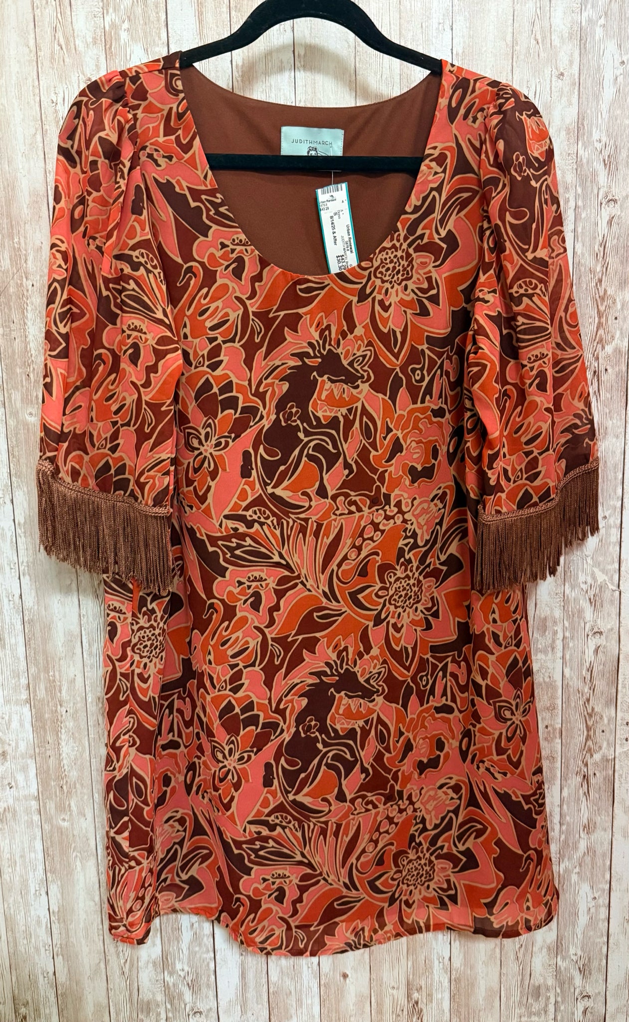 Size S JUDITH MARCH Brown Print Dress