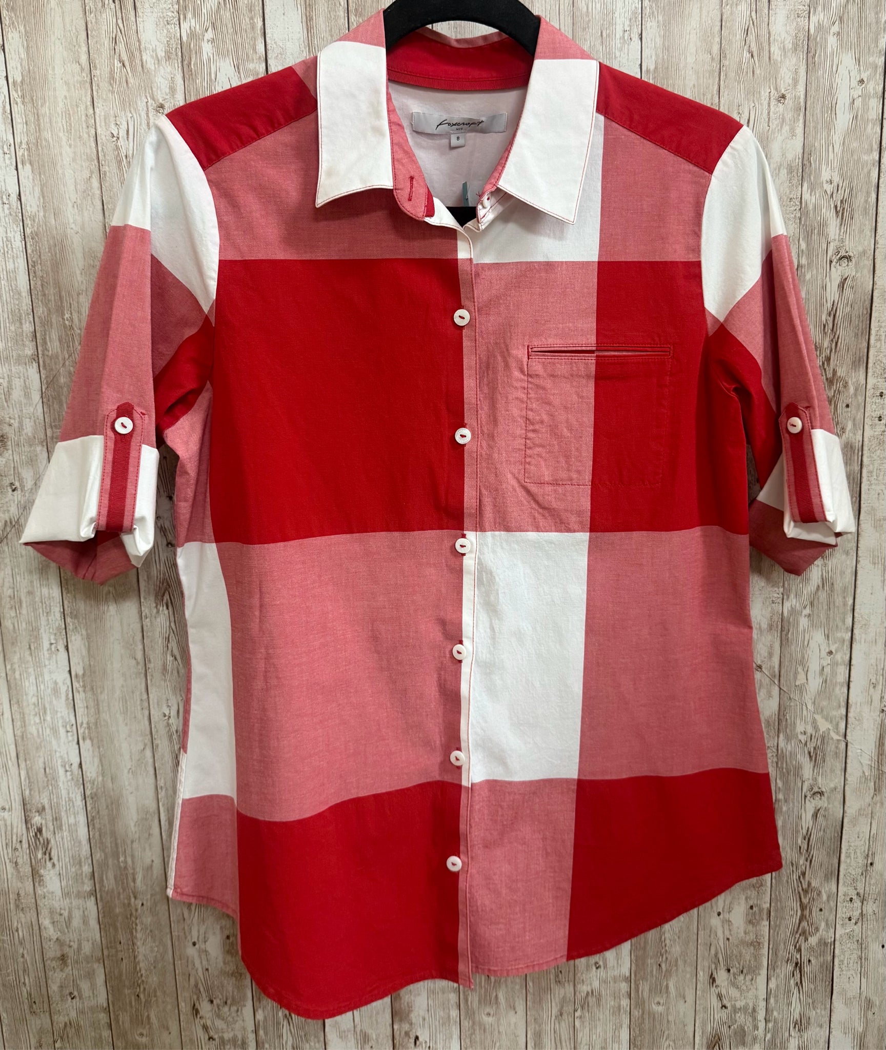 Size 8 FOXCROFT RED AND WHITE CHECK Blouse
