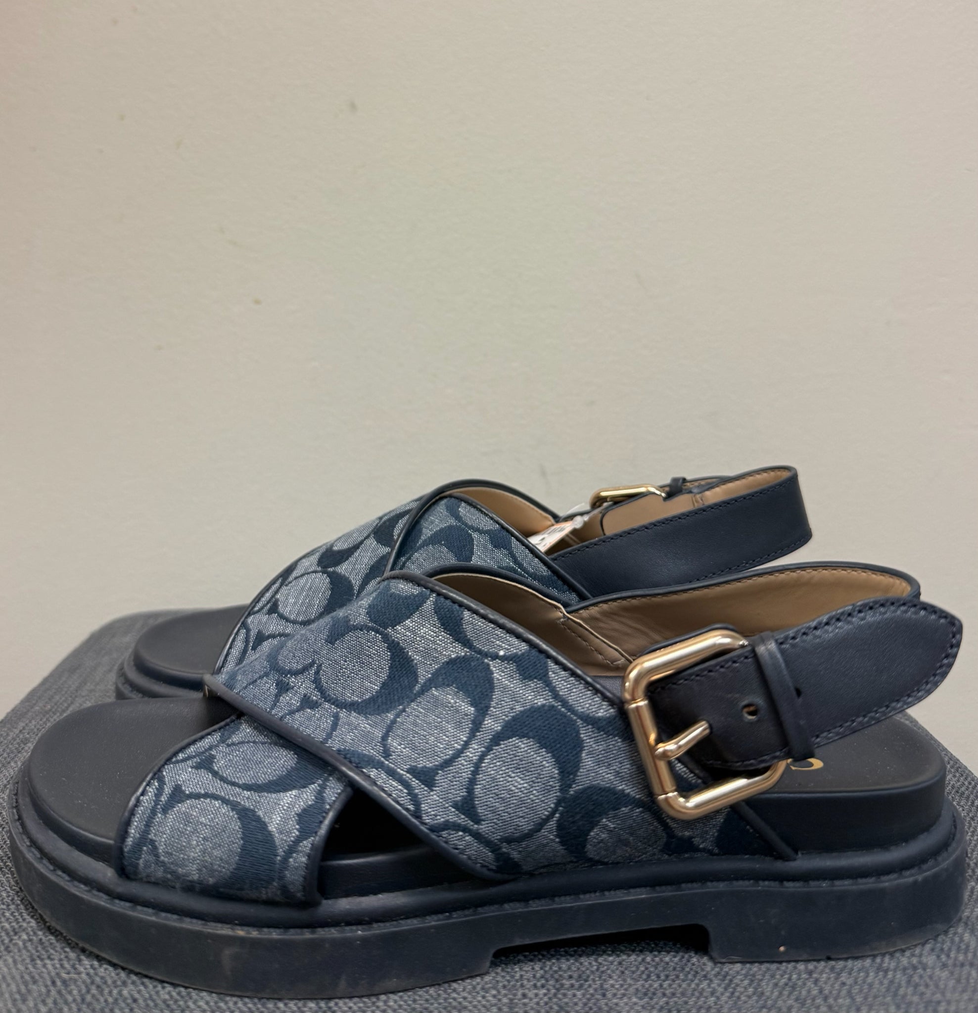 6 COACH Navy Sandals