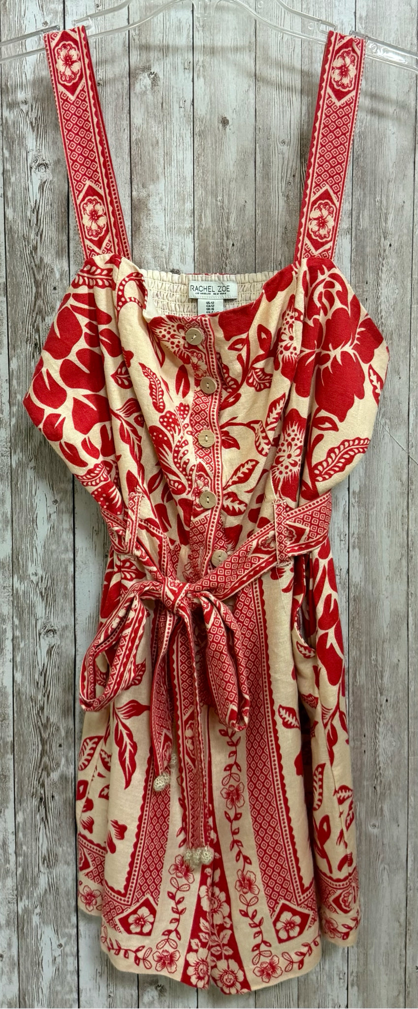 Size 12 RACHEL ZOE TAN AND RED Romper