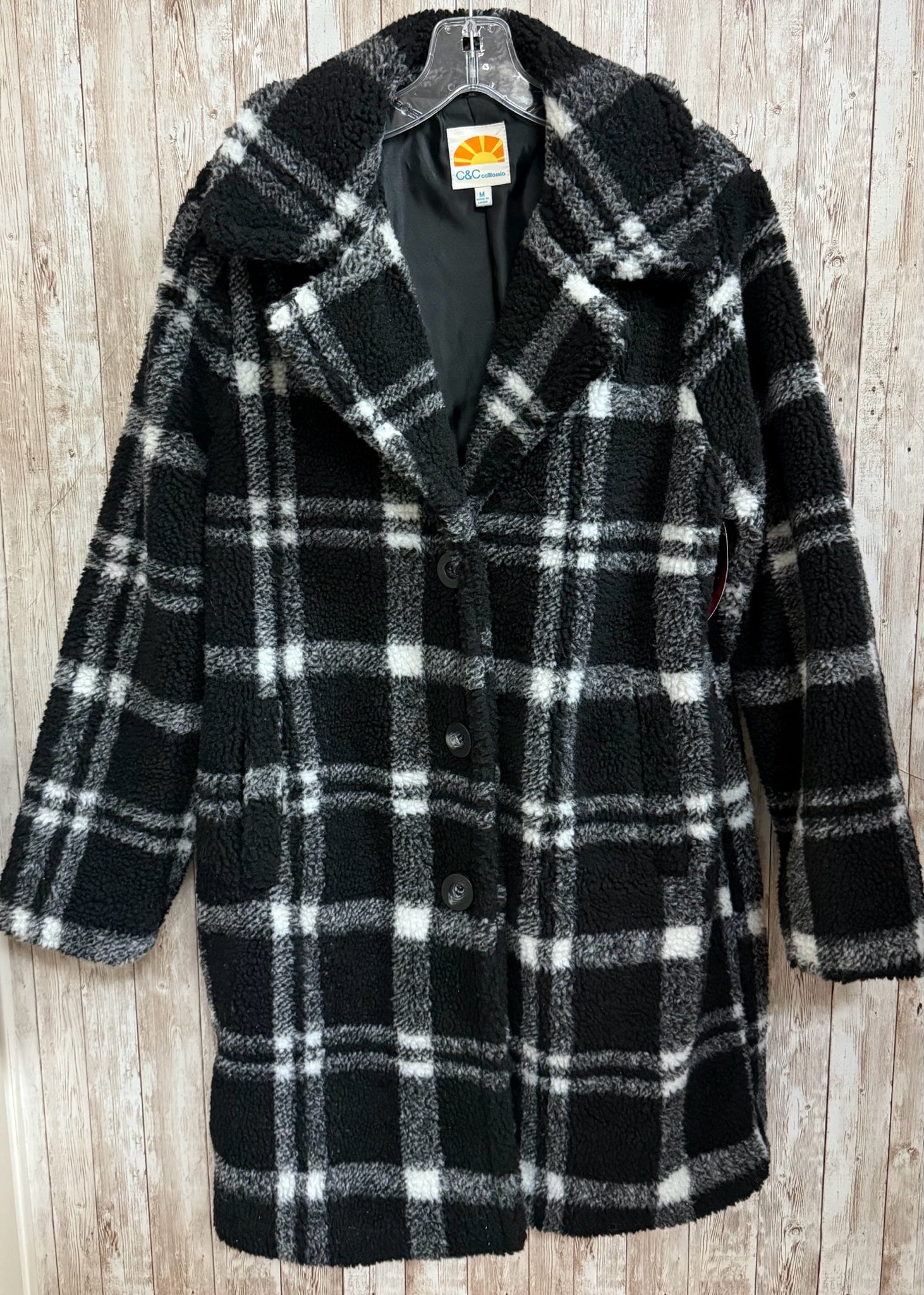 C&C CALIFORNIA BLACK AND WHITE PLAID Coat