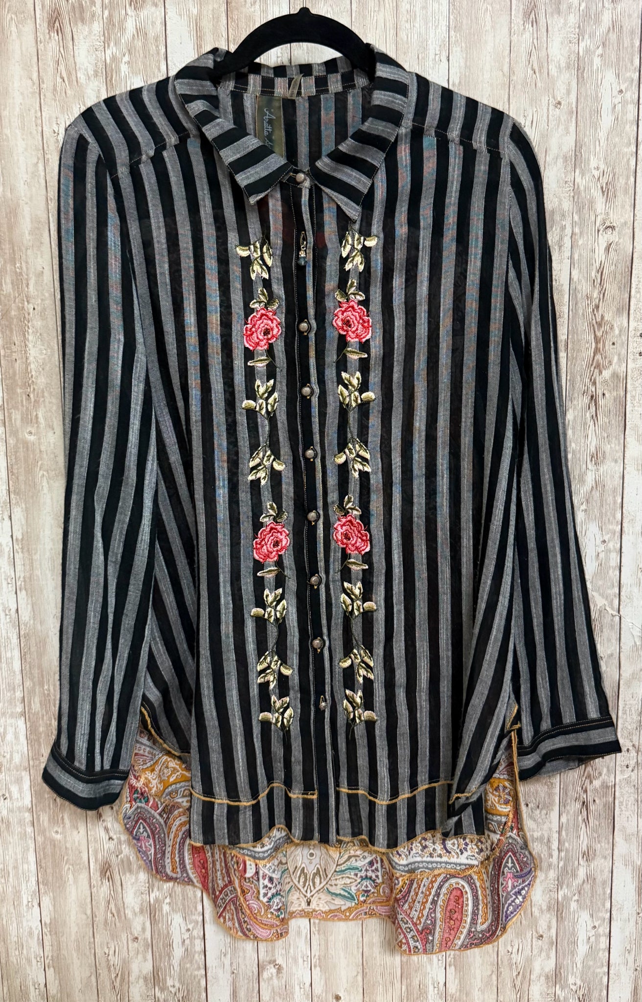 Size XL Aratta Silent Journey BLACK STRIPE Top