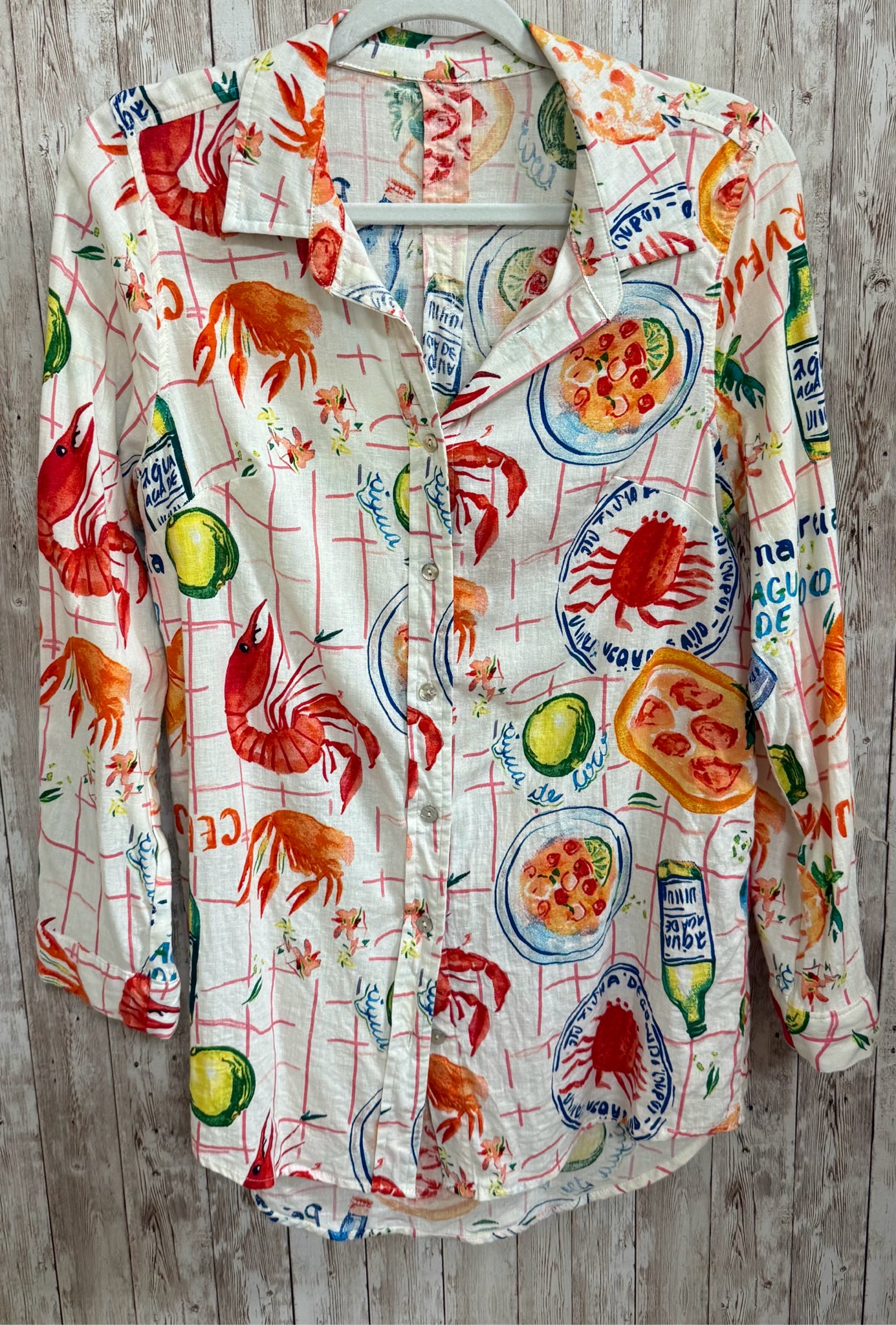Size L NO DESIGN WHITE AND RED Blouse