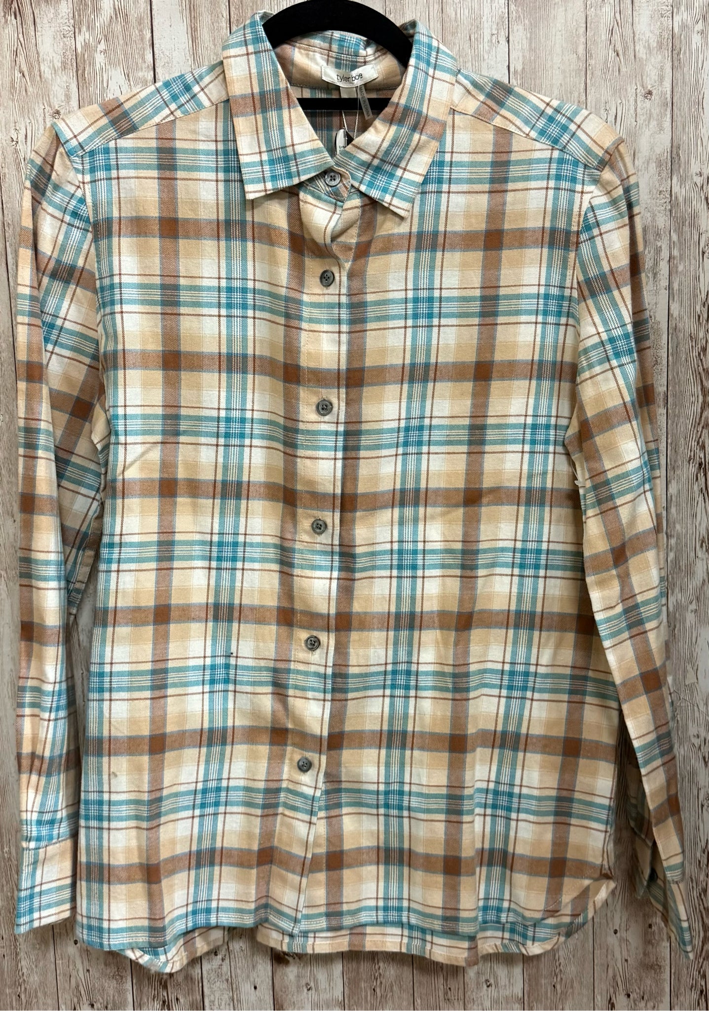 Size S TYLER BOE TAN PLAID Top