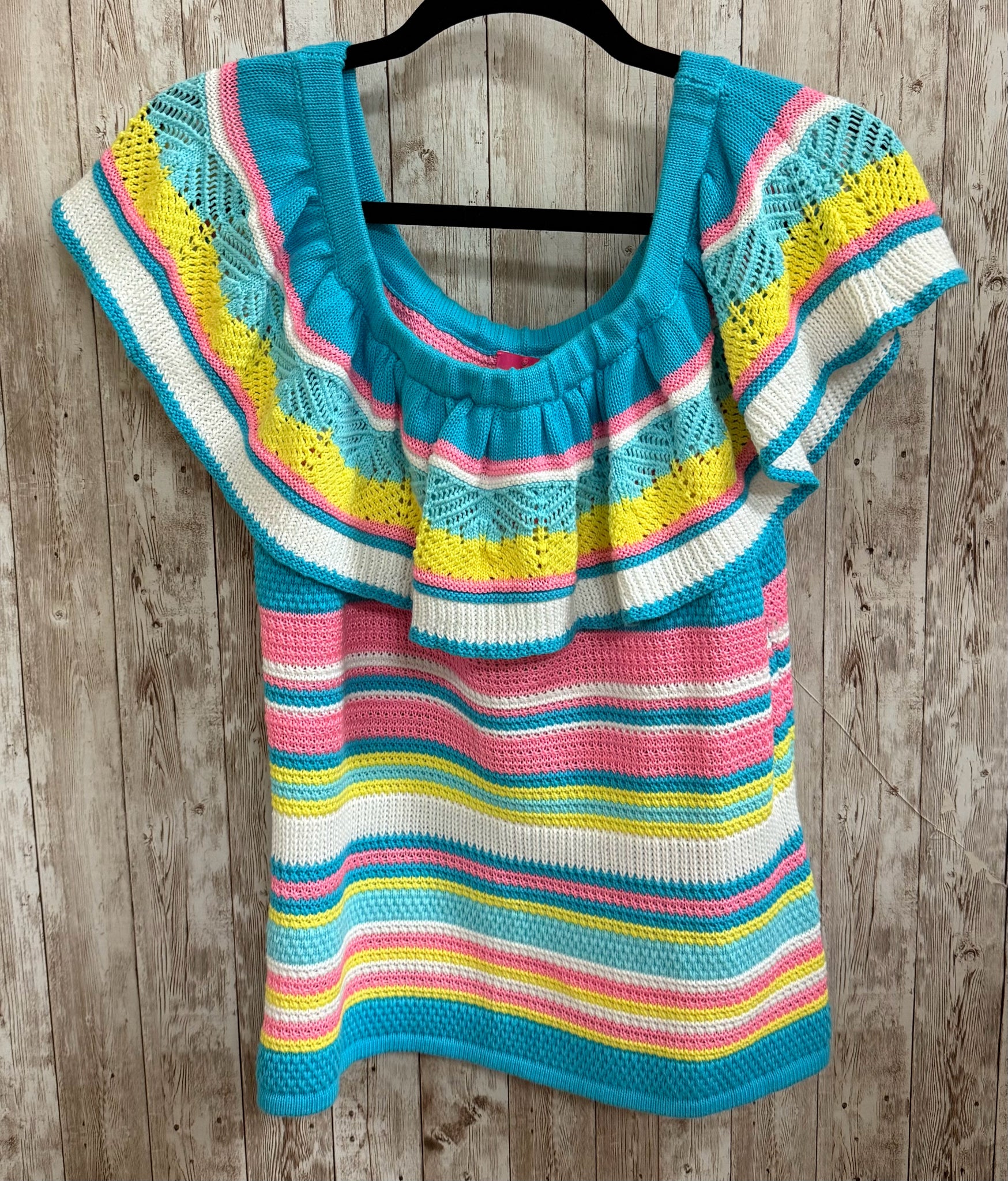 Size M/L LILLY PULITZER BLUE PINK MULTI STRIPE Sweater