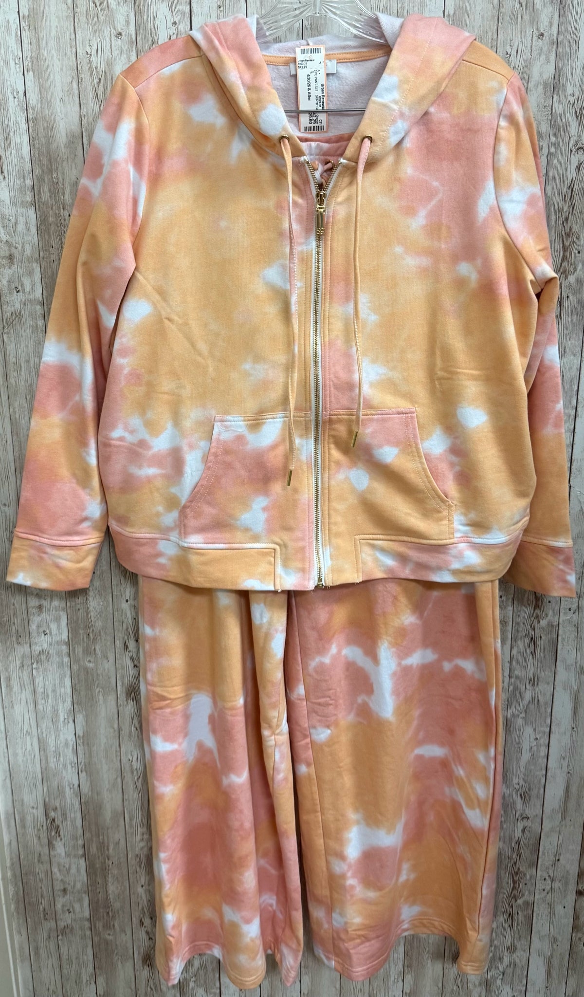 Size L SKINNY GIRL Orange Print 2 PC PANT SET
