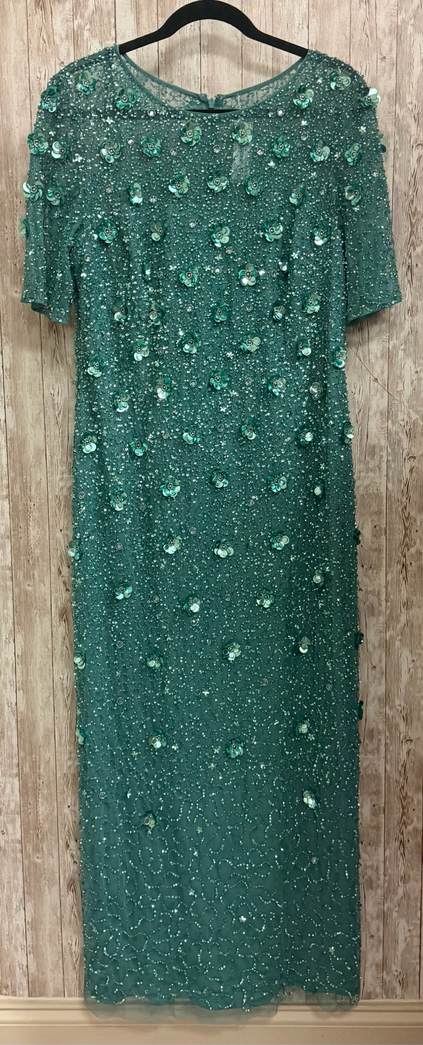 Size 14W ADRIANNA PAPELL GREEN SEQUIN Dress