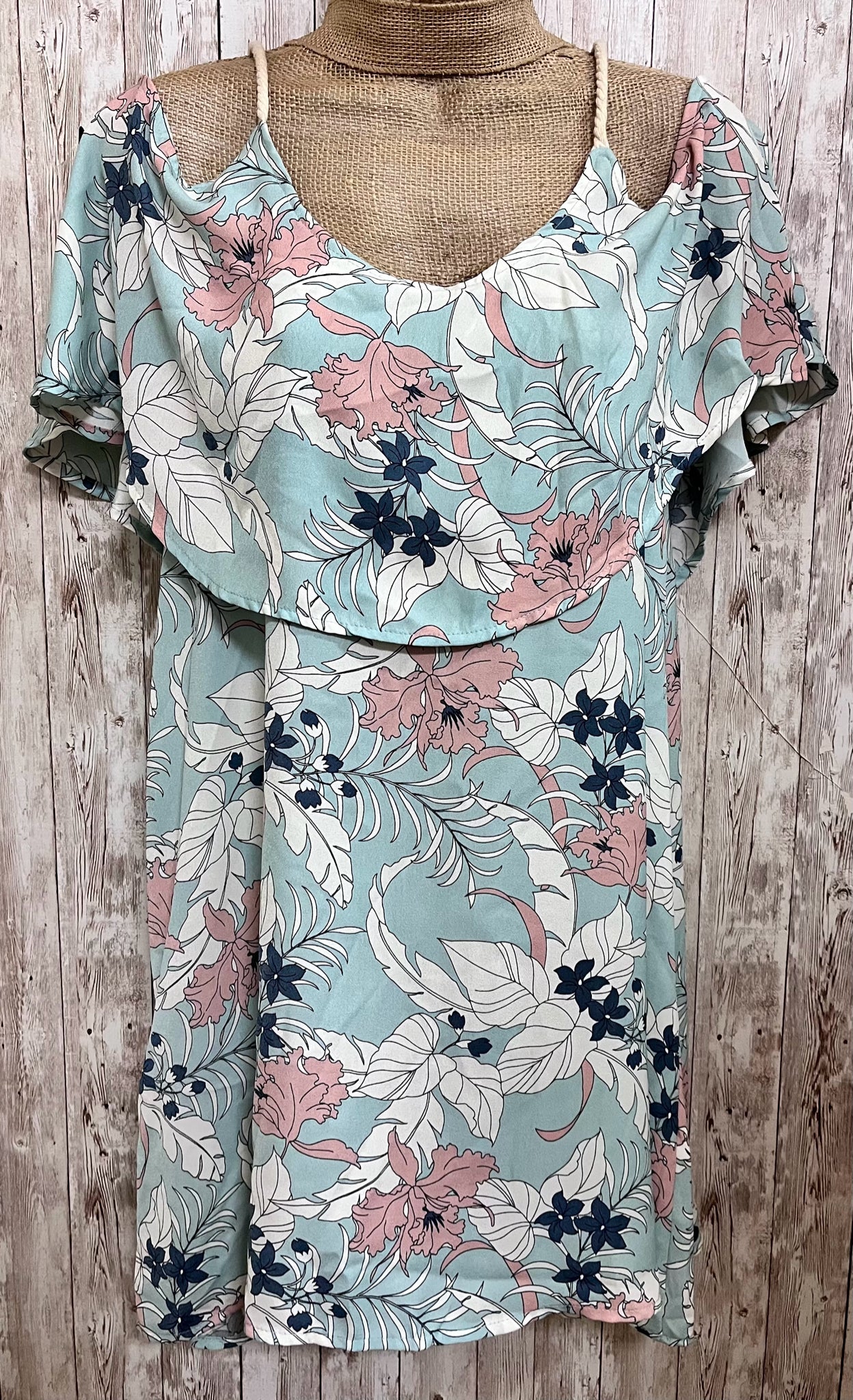 AUDREY Size S SAGE AND CREAM Dress