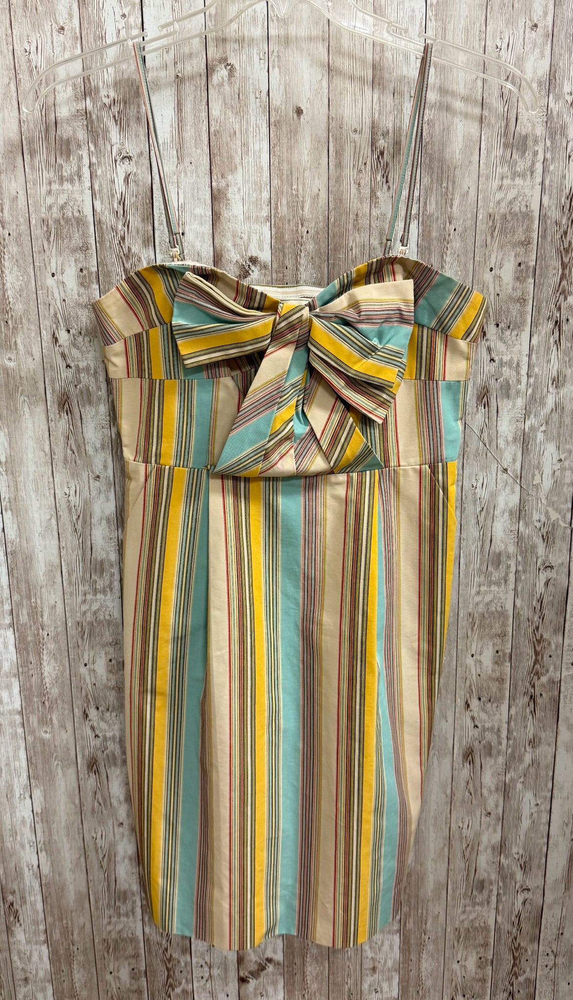Size 6 MOULINETTE SOEURS YELLOW AND BLUE PRINT Dress