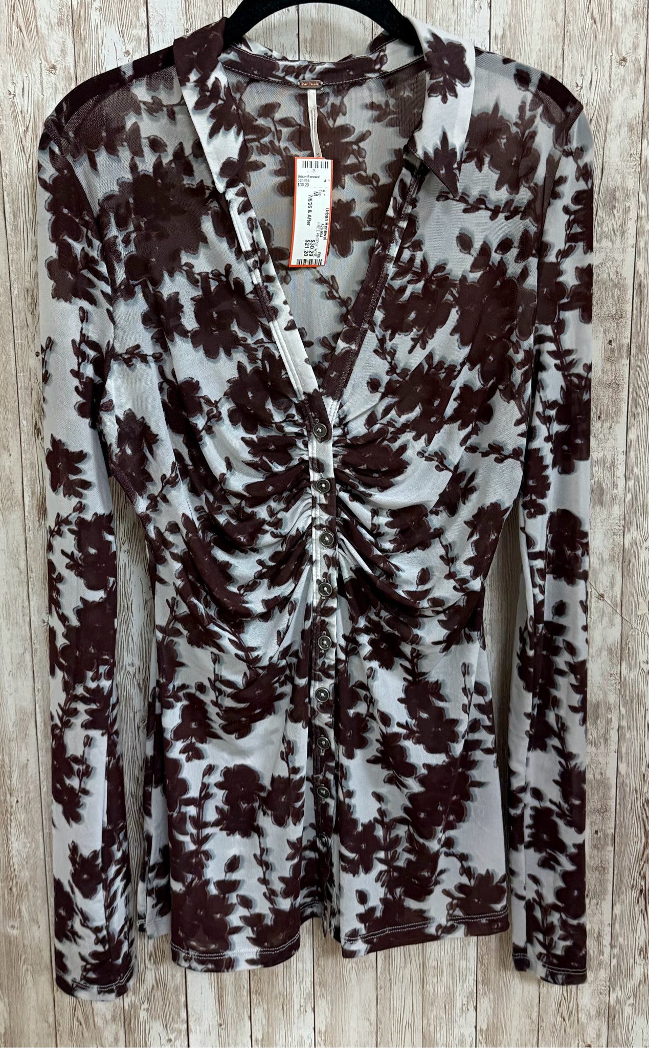 Size M FREE PEOPLE WINE PRINT Top