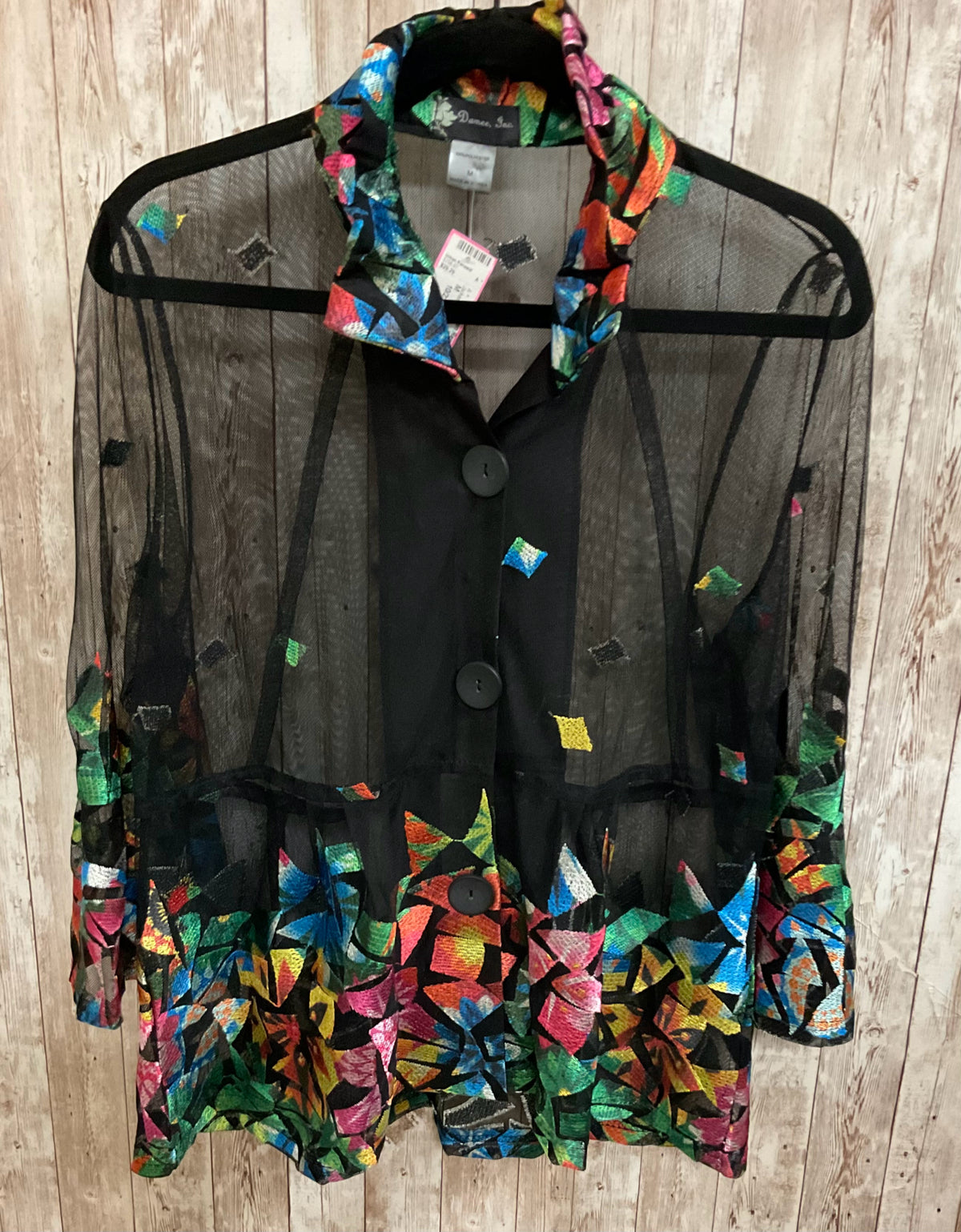Size M Damee, Inc Black Print Jacket