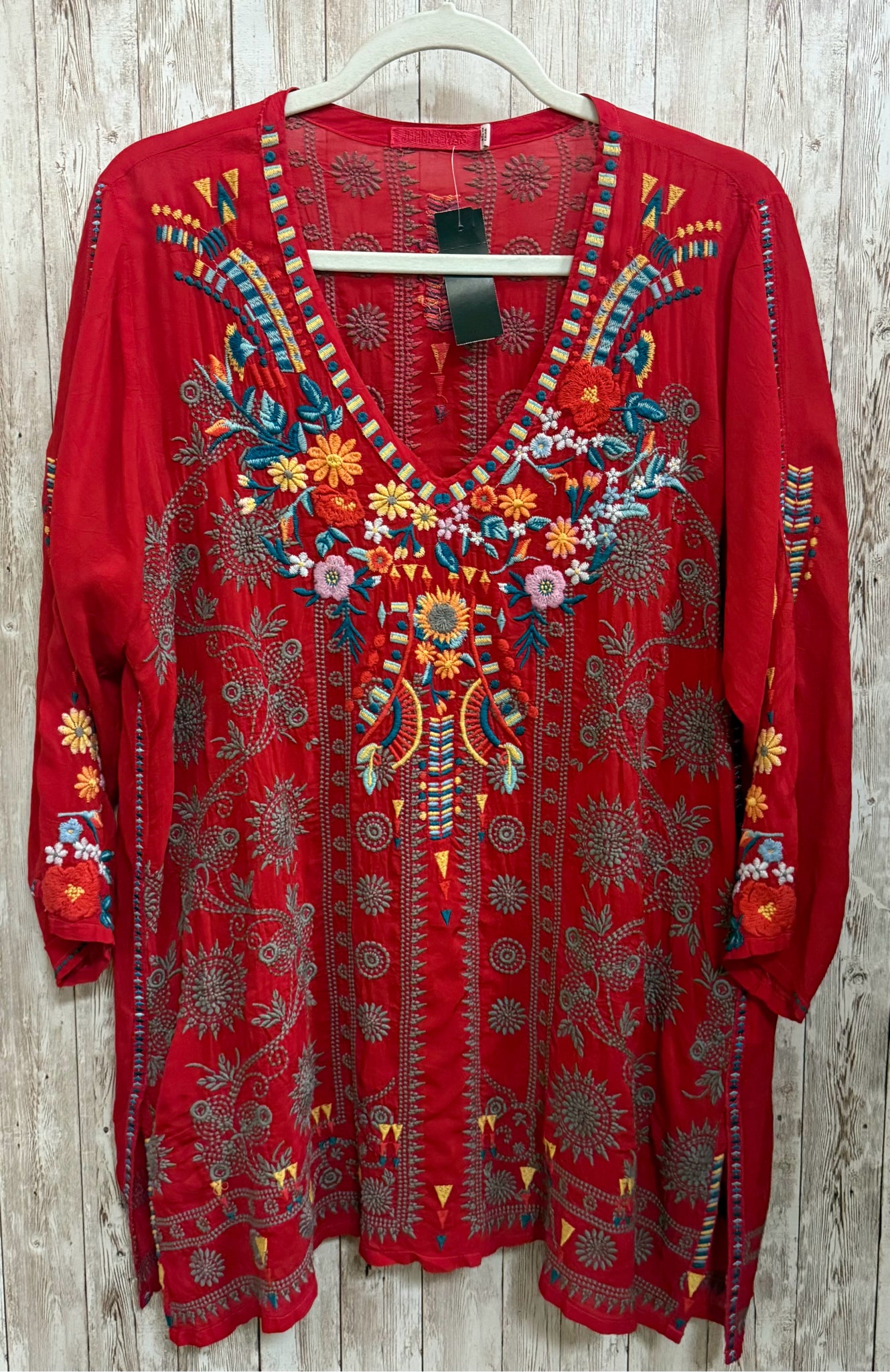 Size M JOHNNY WAS Red Print Top