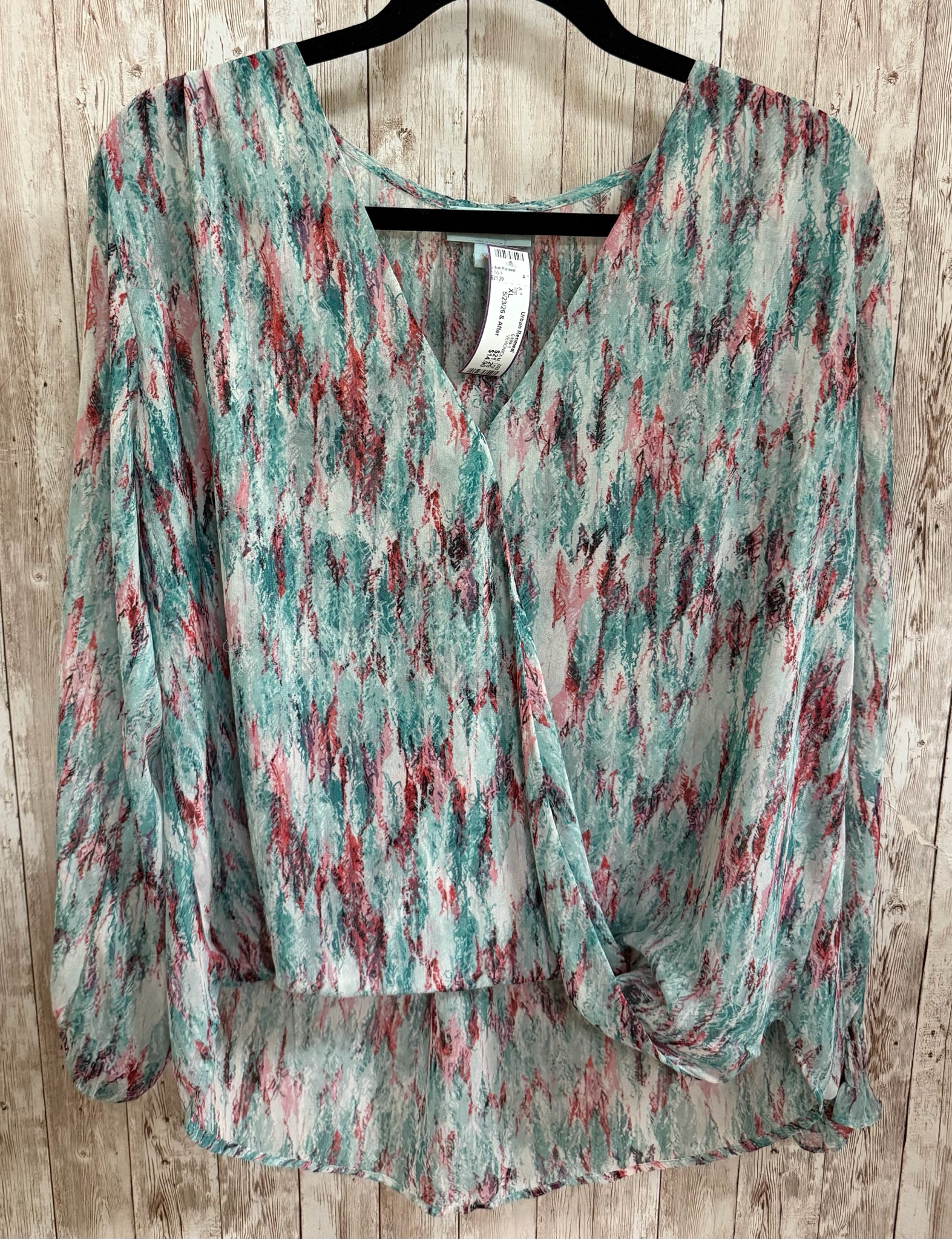 Size XL VERONICA M Teal Print Top