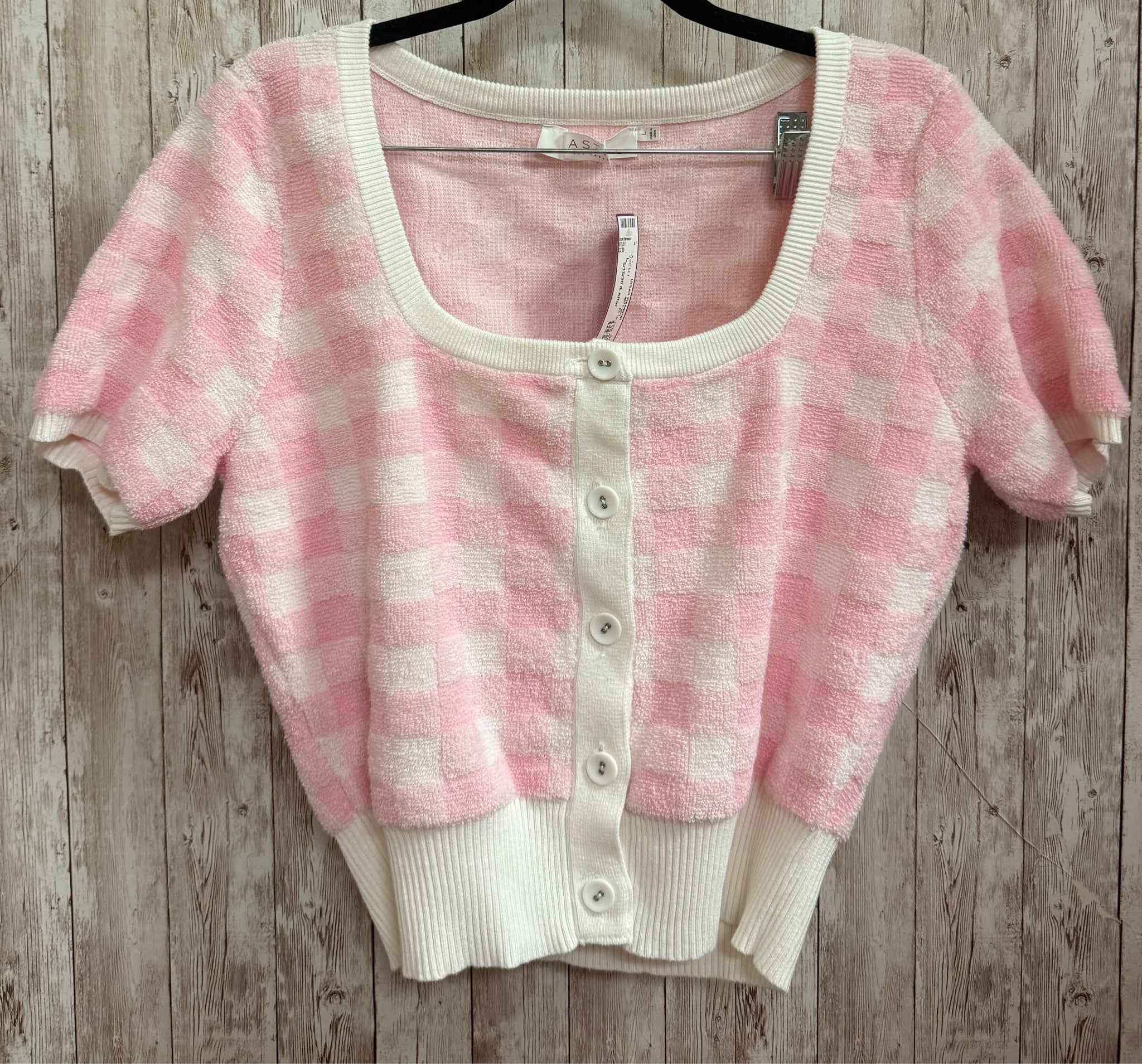 Size L ASTR PINK AND WHITE CHECKED 2 PC SET