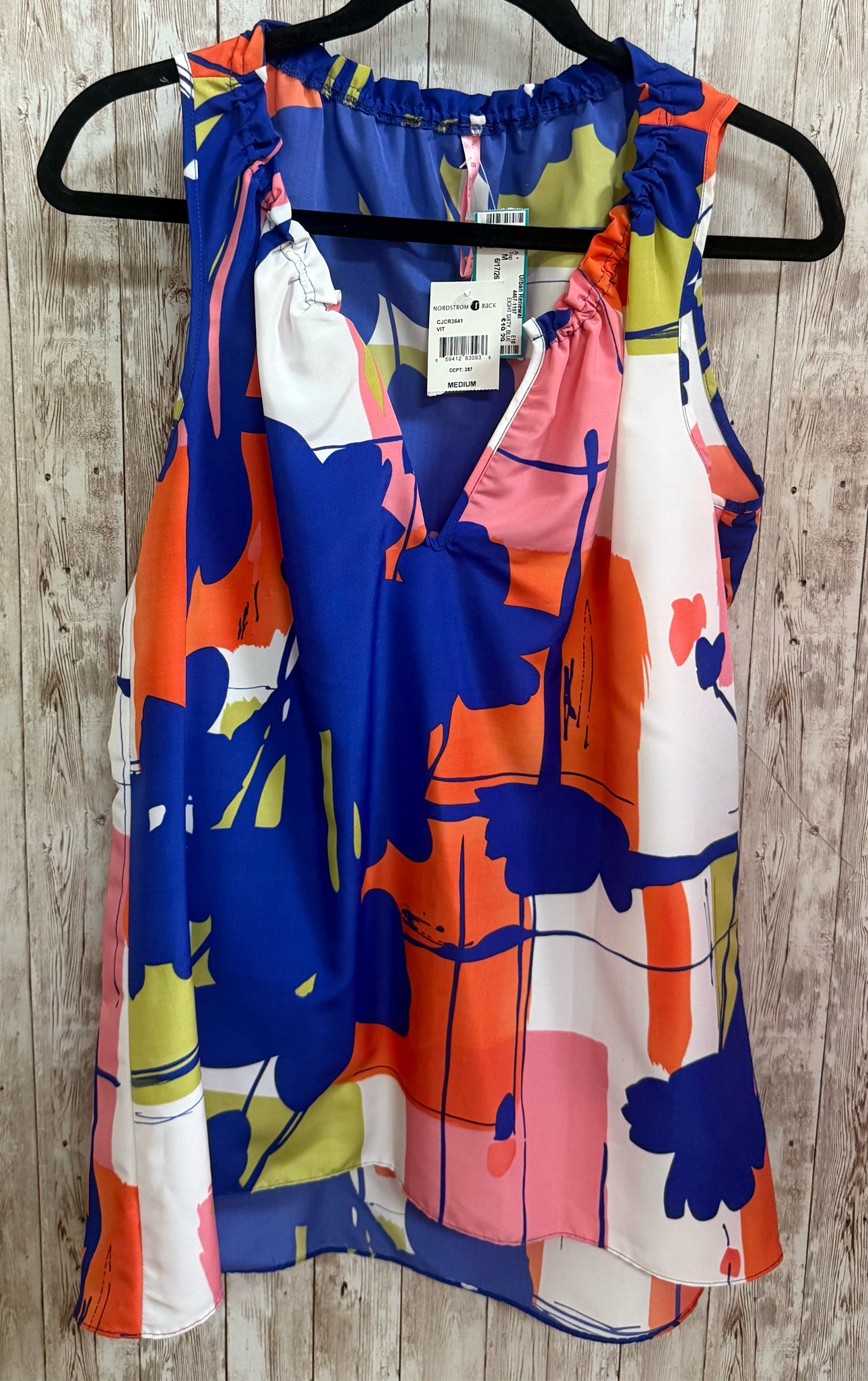 Size M EIGHT SIXTY BLUE AND ORANGE PRINT Top