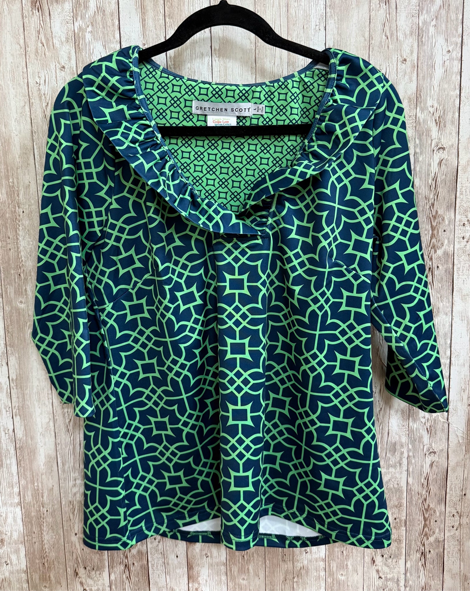 Size L GRETCHEN SCOTT GREEN AND NAVY Top