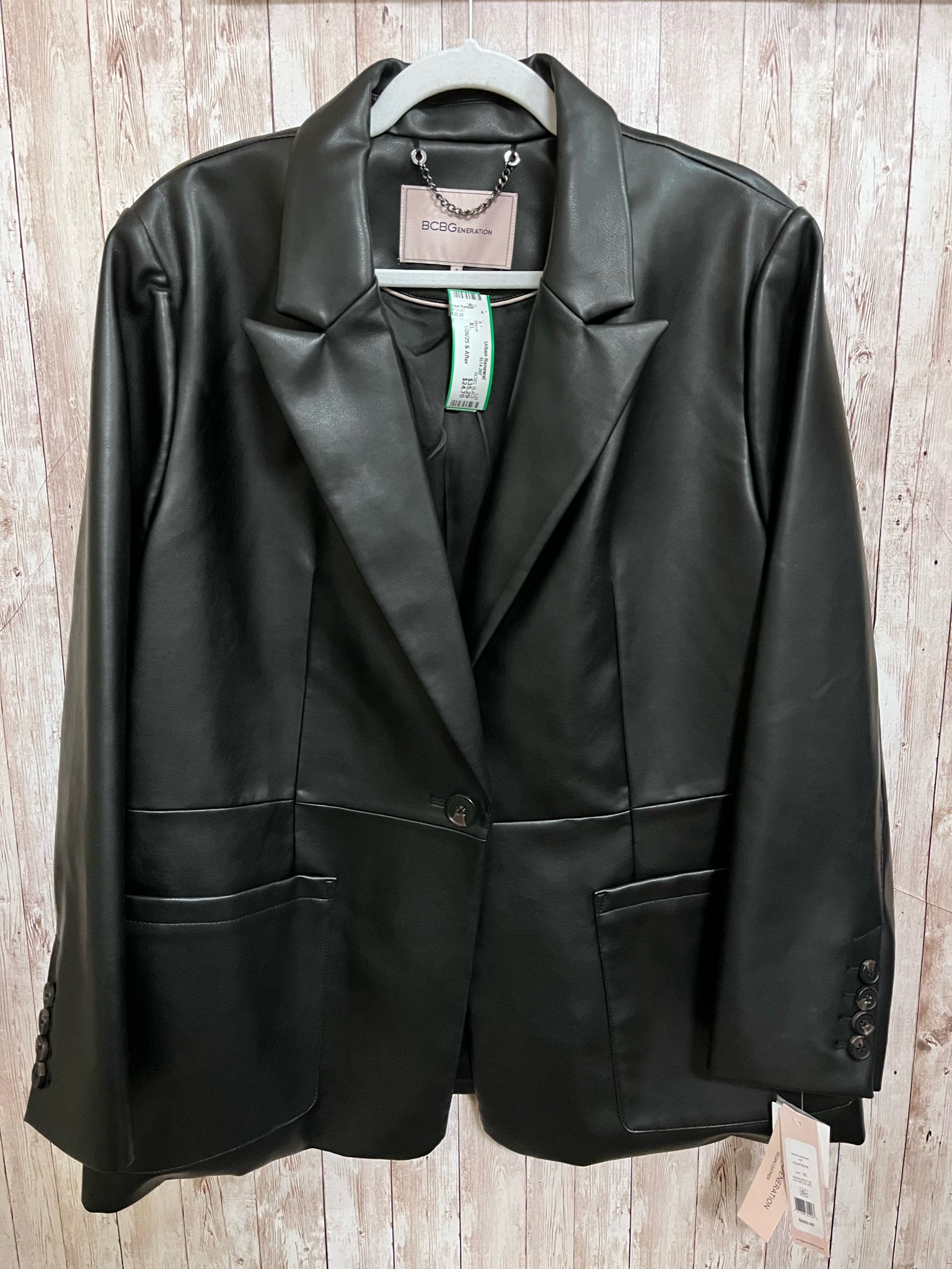 BCBG BLACK LEATHER Size XL Blazer