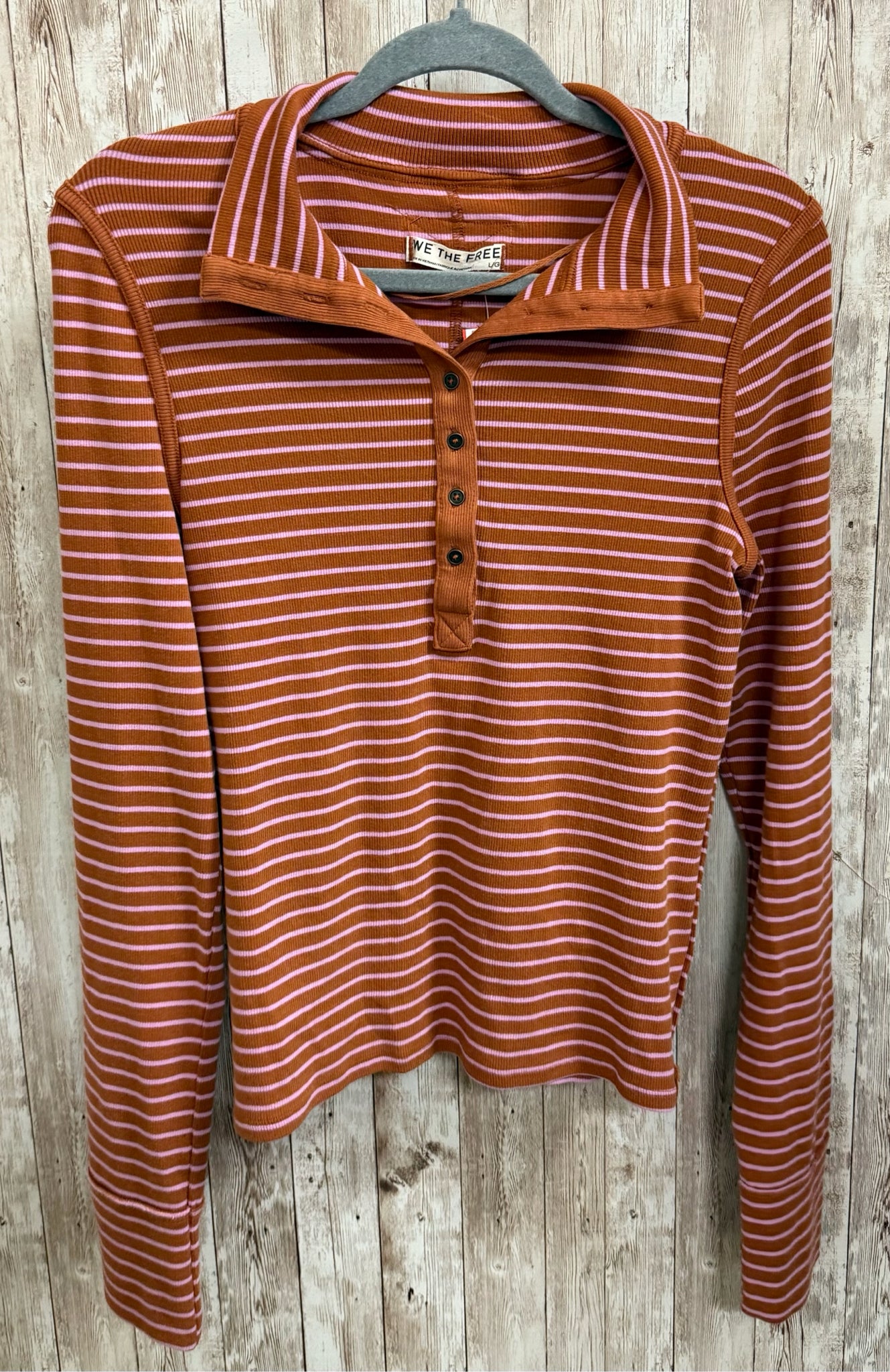 Size L WE THE FREE RUST STRIPE Top