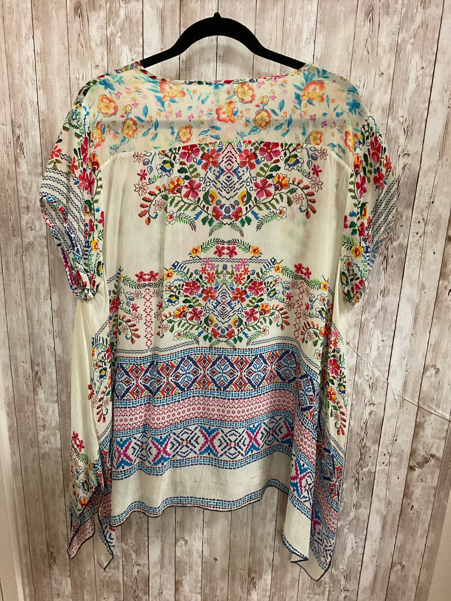 JOHNNY WAS CREAM AND RED FLORAL Women Size XL Tunic