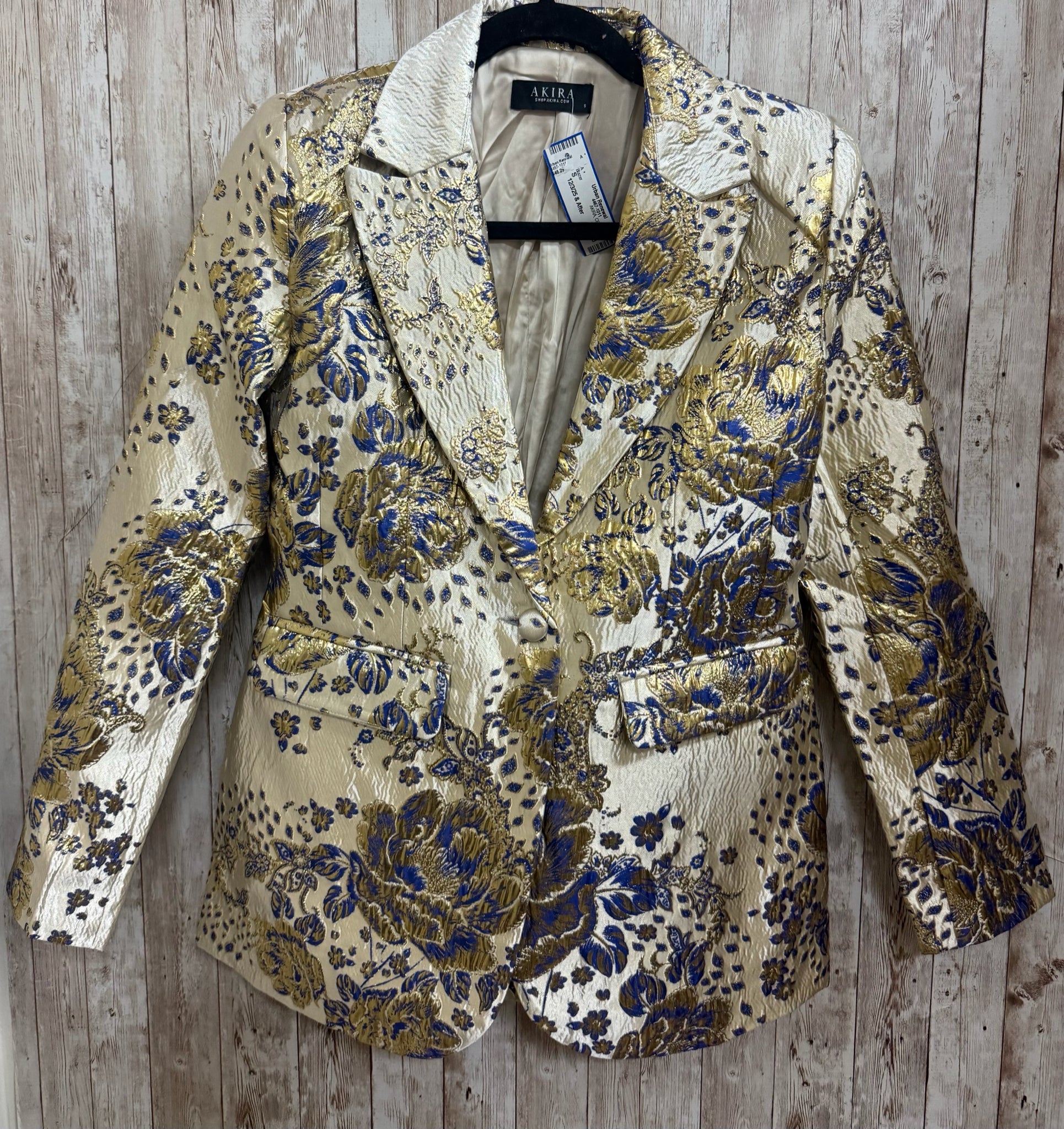AKIRA Size S CREAM AND GOLD Blazer