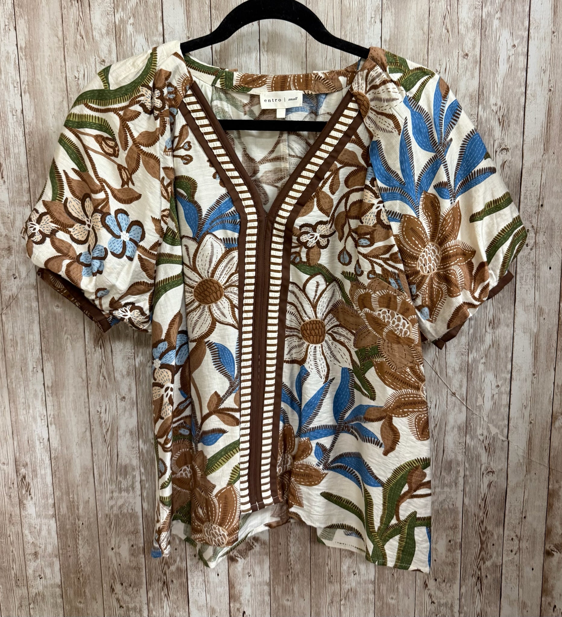Size S ENTRO BROWN & CREAM Top