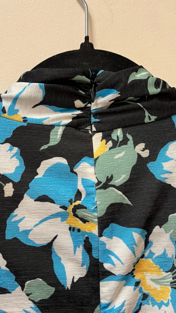ELIE TAHARI Size L BLACK FLORAL Top