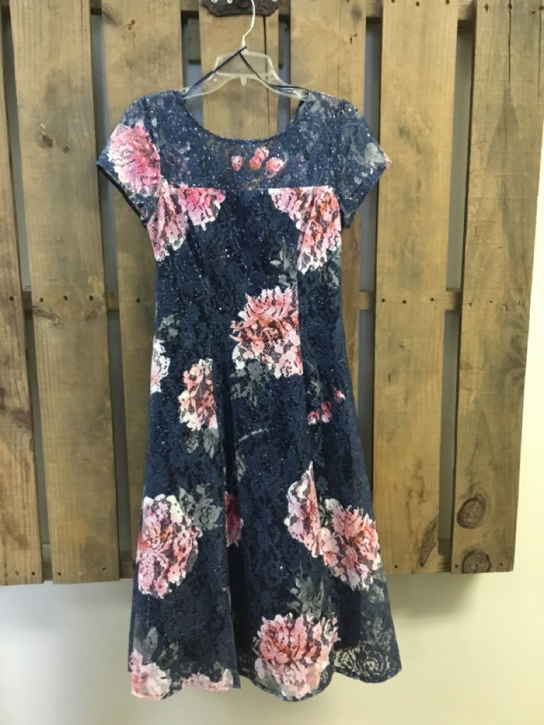 IGNITE Size 6 NAVY AND PINK FLORAL Dress