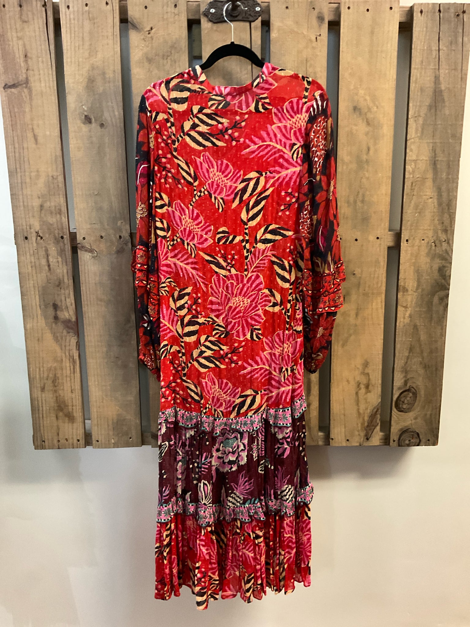 Size XS FARM RIO Red Print Dress