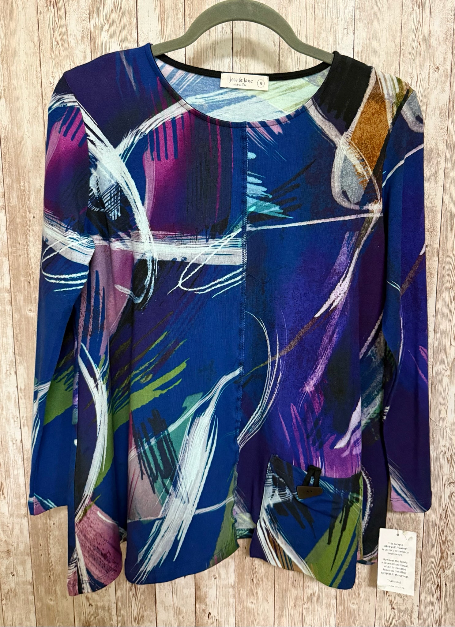 JESS & JANE Size S Purple Print Top