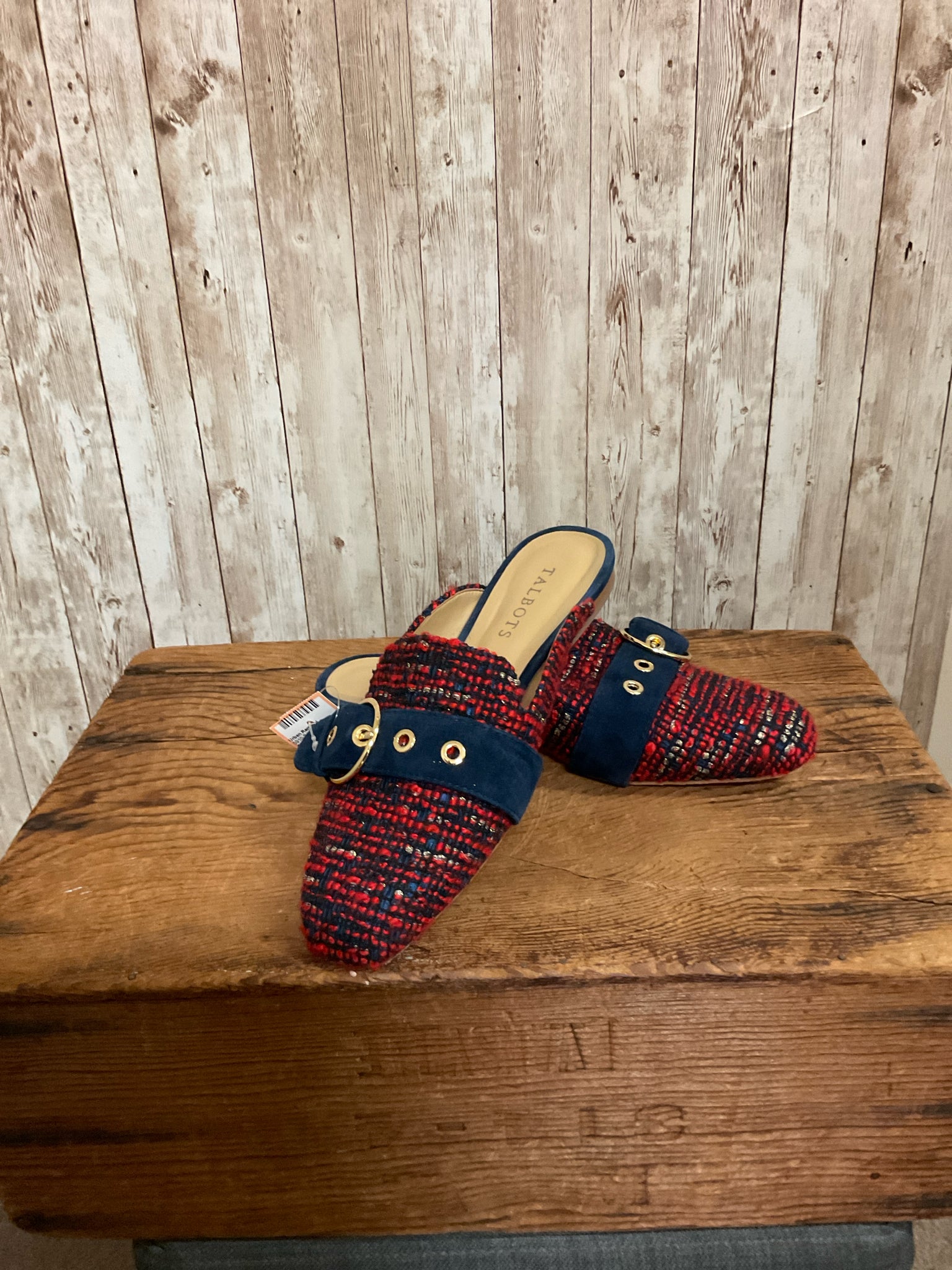 7 TALBOTS RED AND NAVY SHOES