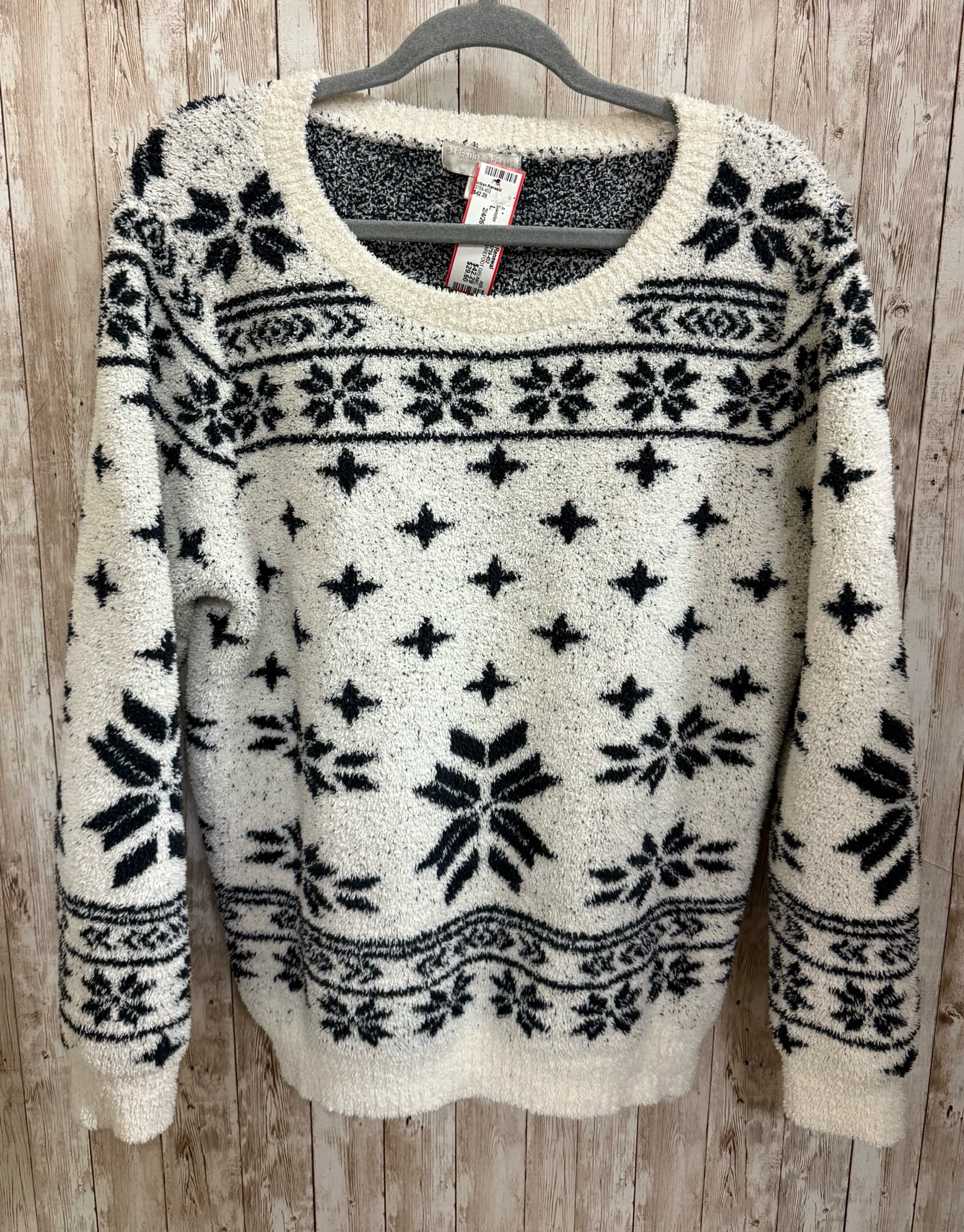 Size L BAREFOOT DREAMS WHITE AND BLACK PRINT Sweater