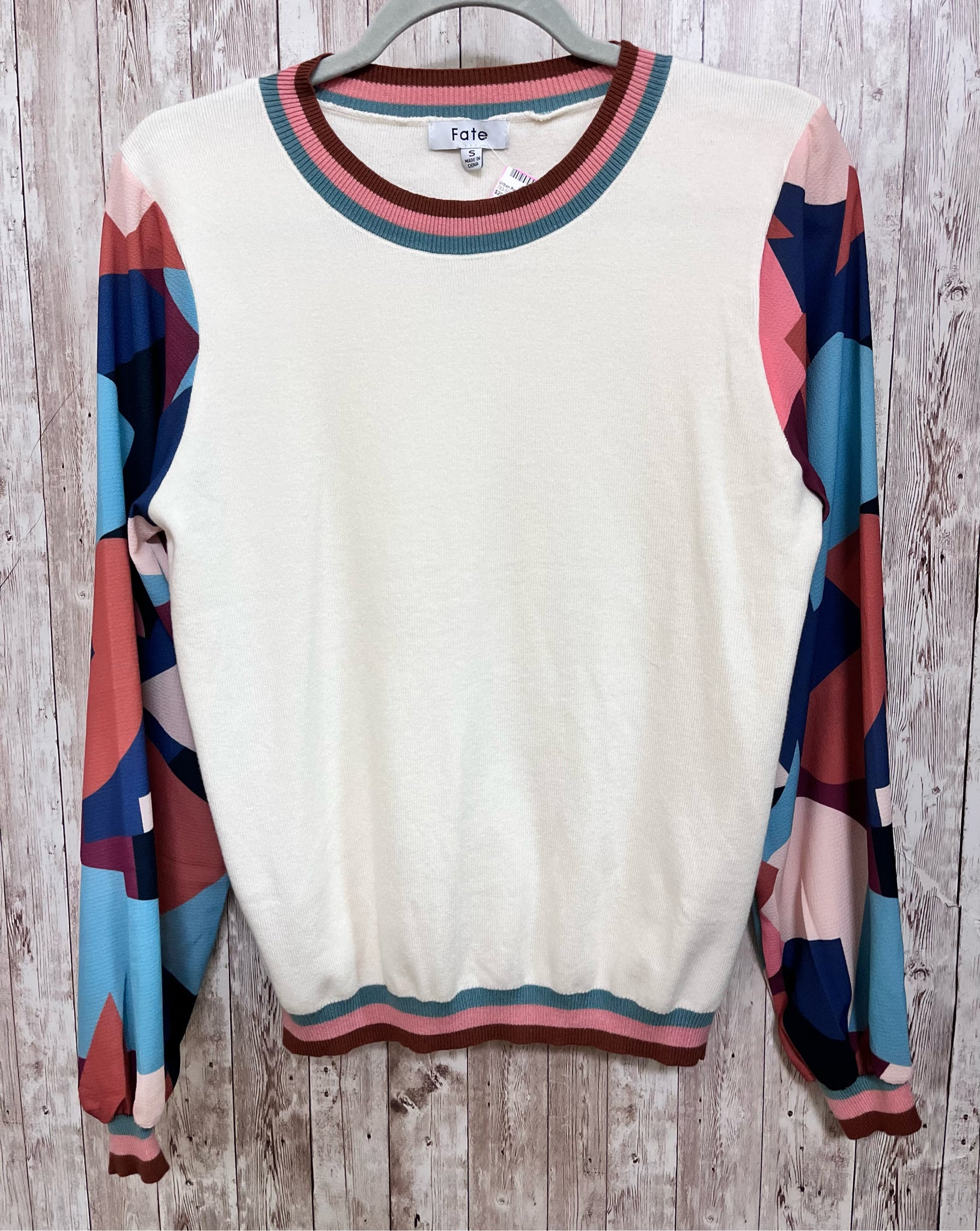 Size S FATE BEIGE MULTI Sweater