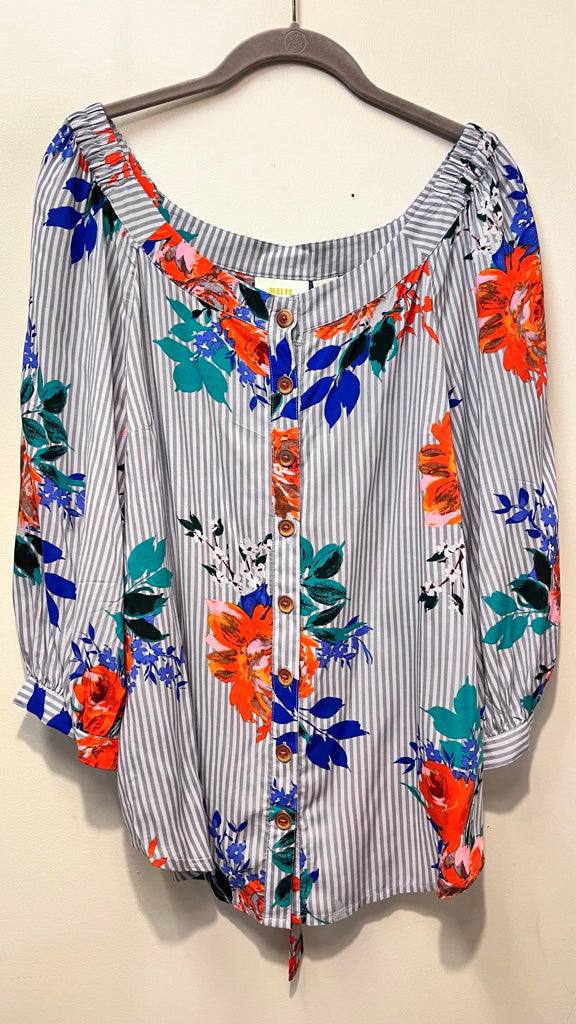 MAEVE Size M BLUE AND RED FLORAL Top
