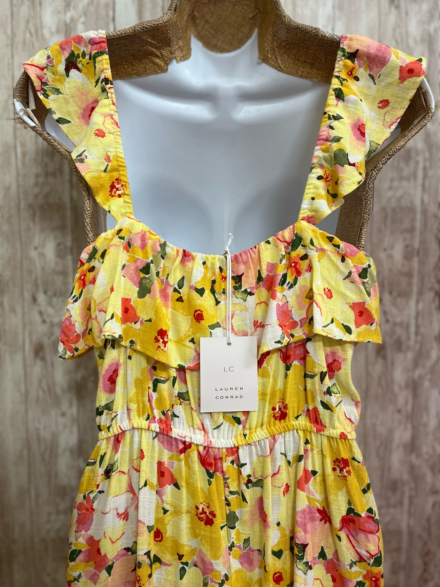 LAUREN CONRAD Size M YELLOW AND PINK FLORAL Dress