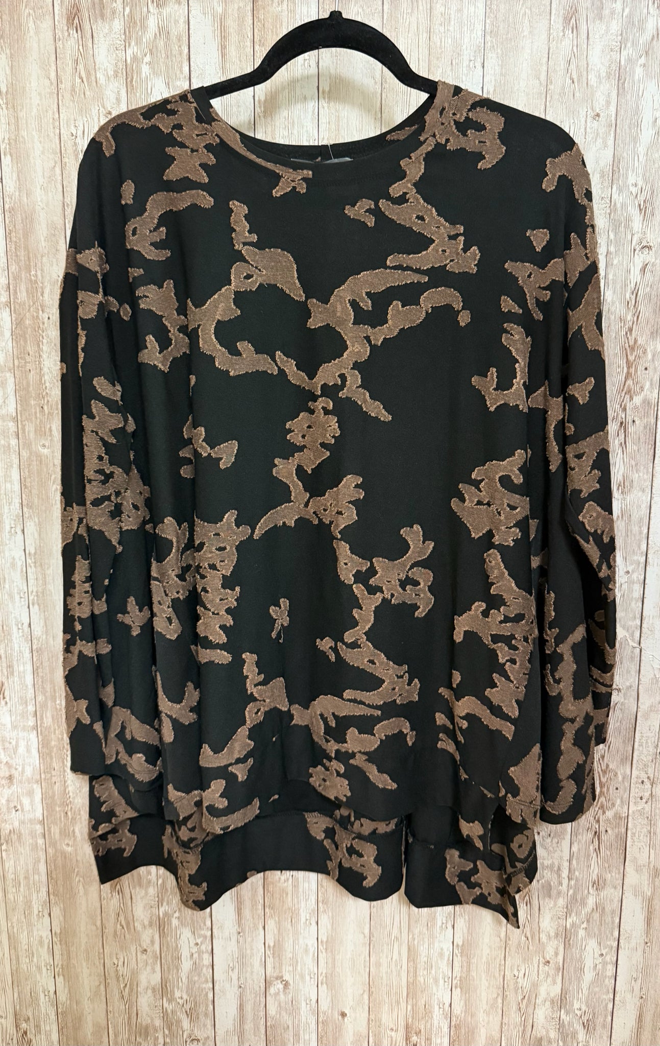 ALEMBIKA Size S BLACK AND BROWN PRINT Top