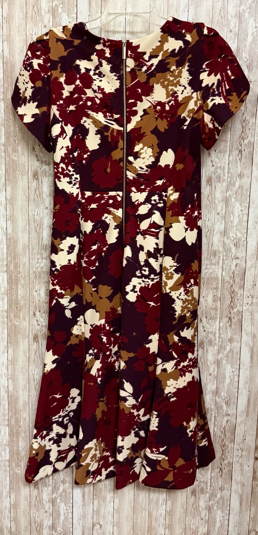 Size 12 CALVIN KLEIN BURGUNDY AND BEIGE Dress