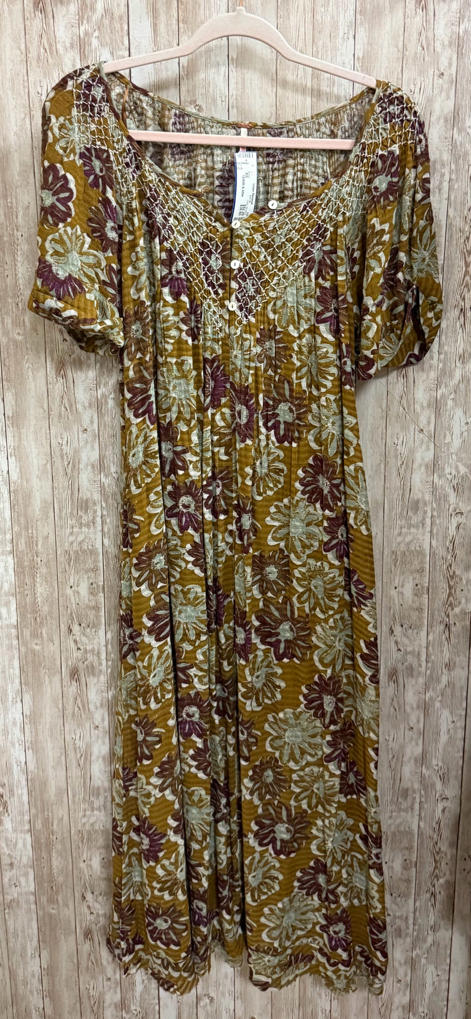 Size XS FREE PEOPLE Mustard Print Dress