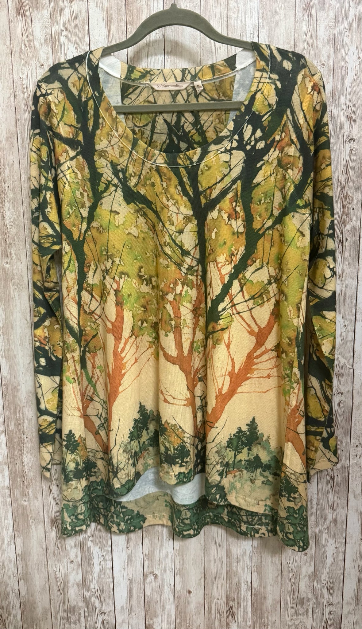 SOFT SURROUNDINGS Size M Mustard Print Top