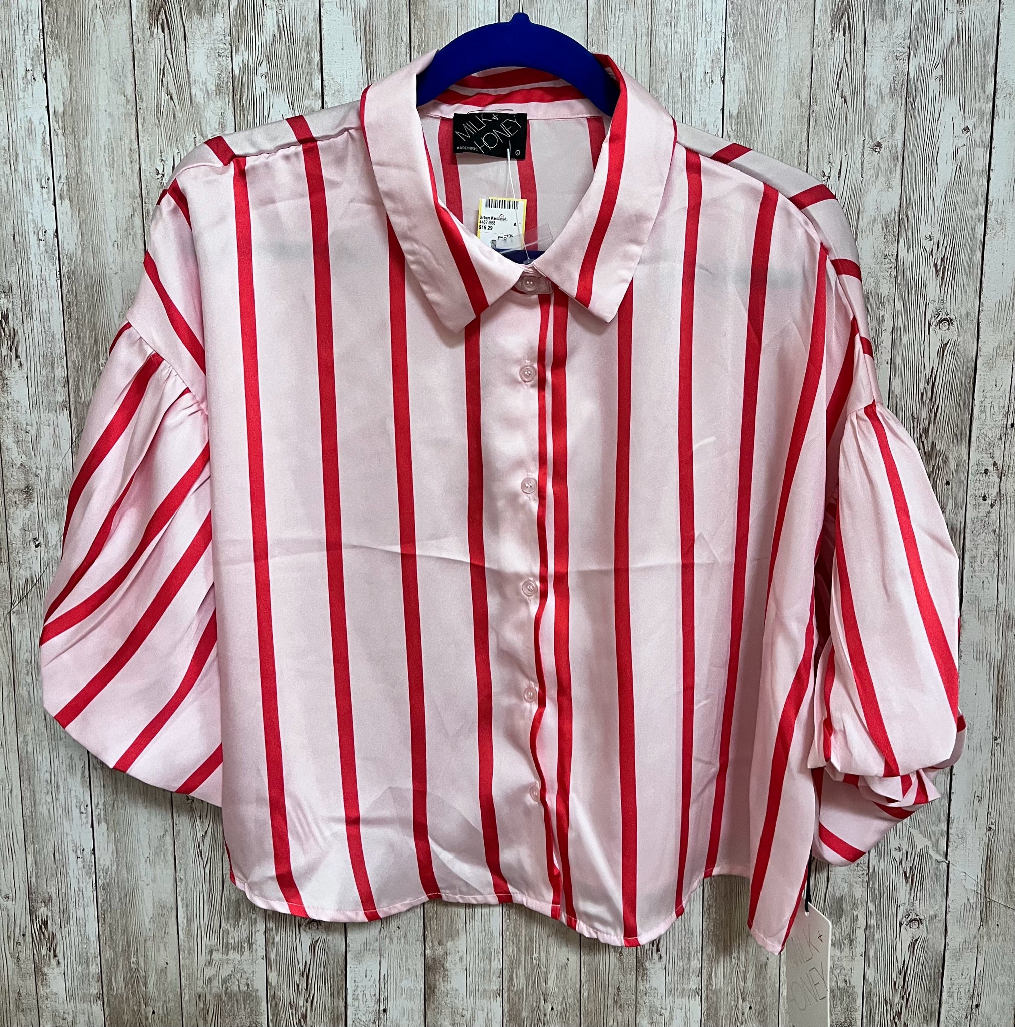 MILK & HONEY Size L PINK AND RED STRIPE Top