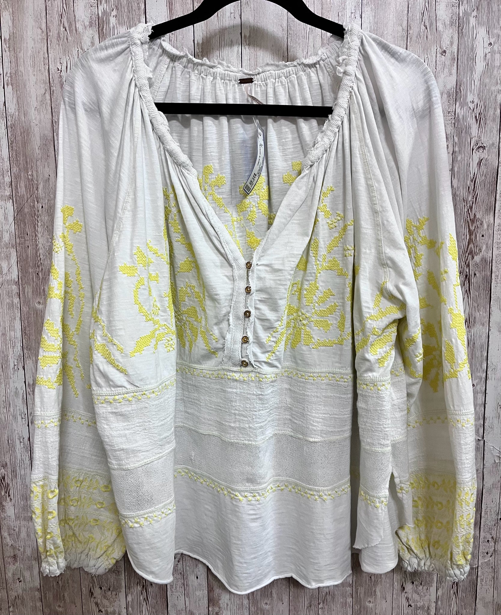 Size S FREE PEOPLE WHITE AND YELLOW Top